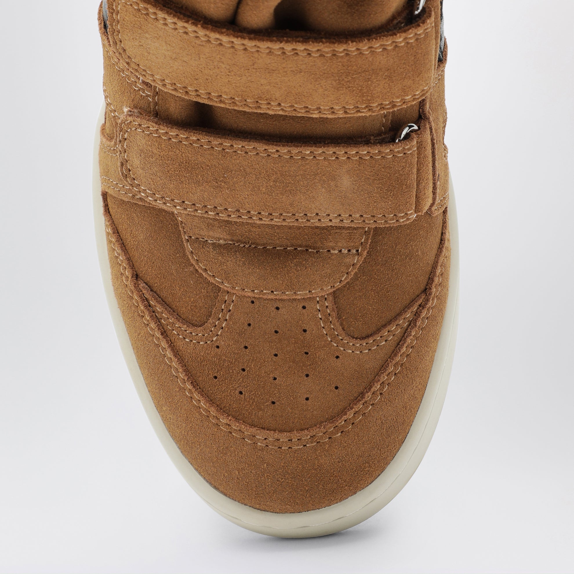 Hohe IM3 Keilsneaker aus Leder in Cognac / Schwarz