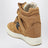 Hohe IM3 Keilsneaker aus Leder in Cognac / Schwarz
