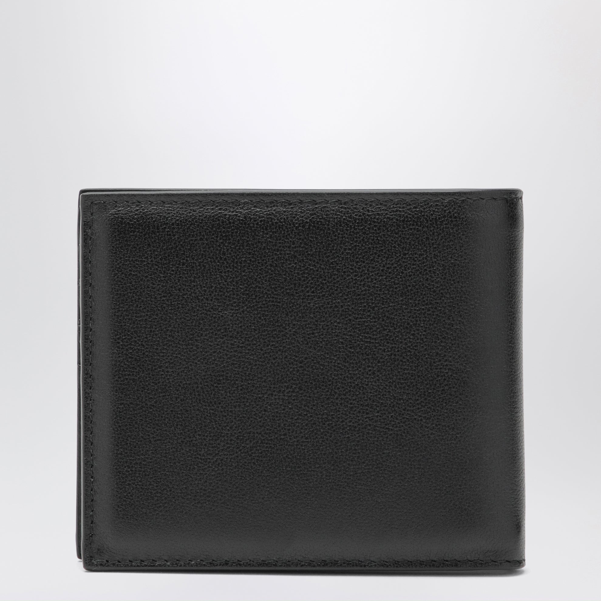 Embossed-logo calf leather wallet in black