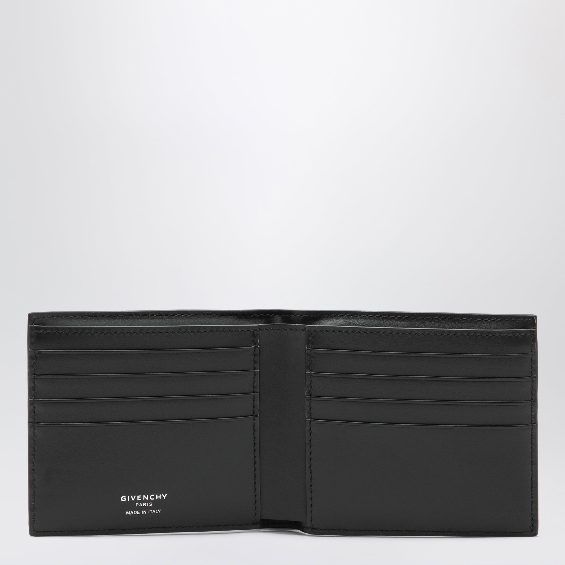 Embossed-logo calf leather wallet in black