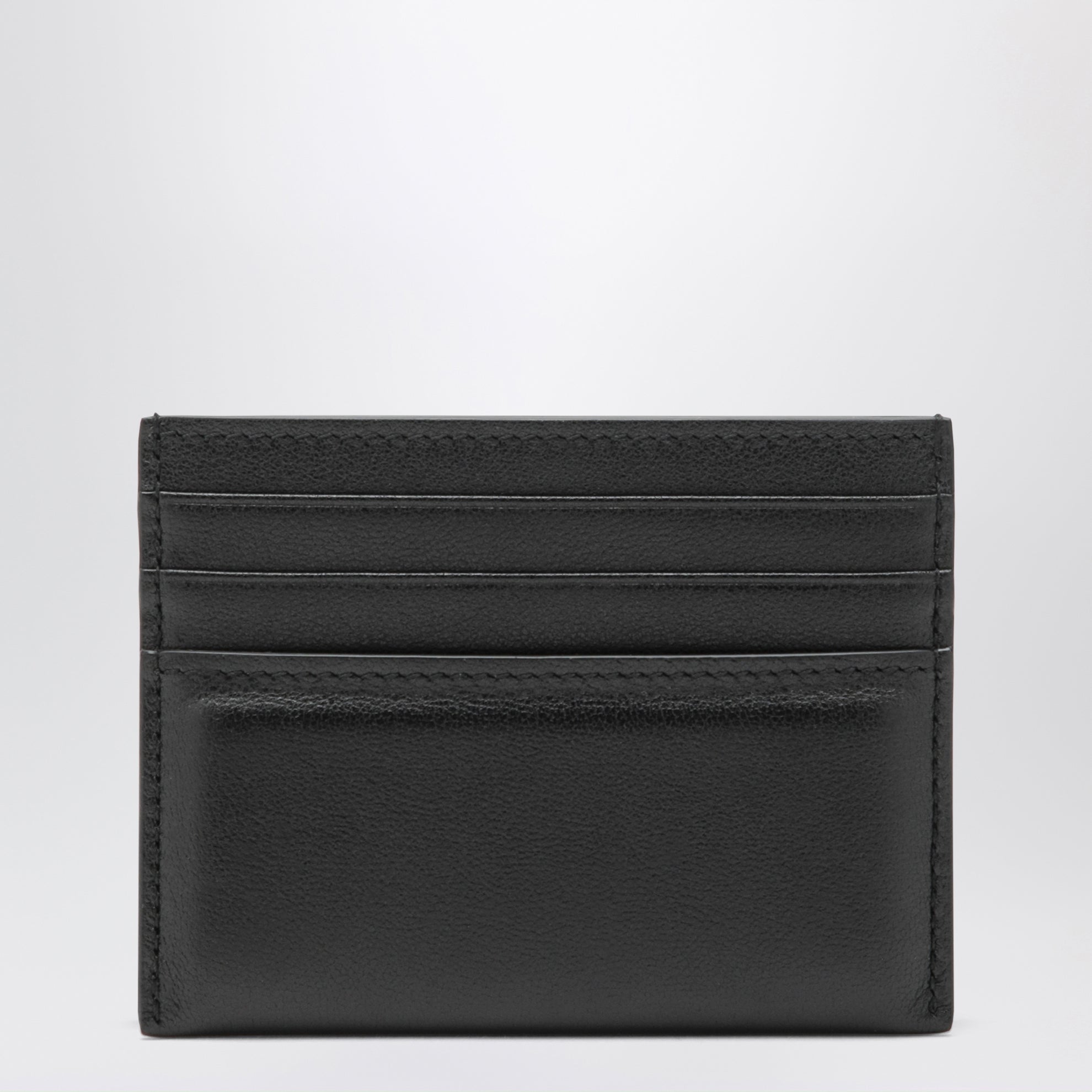 Black leather card holder with logo