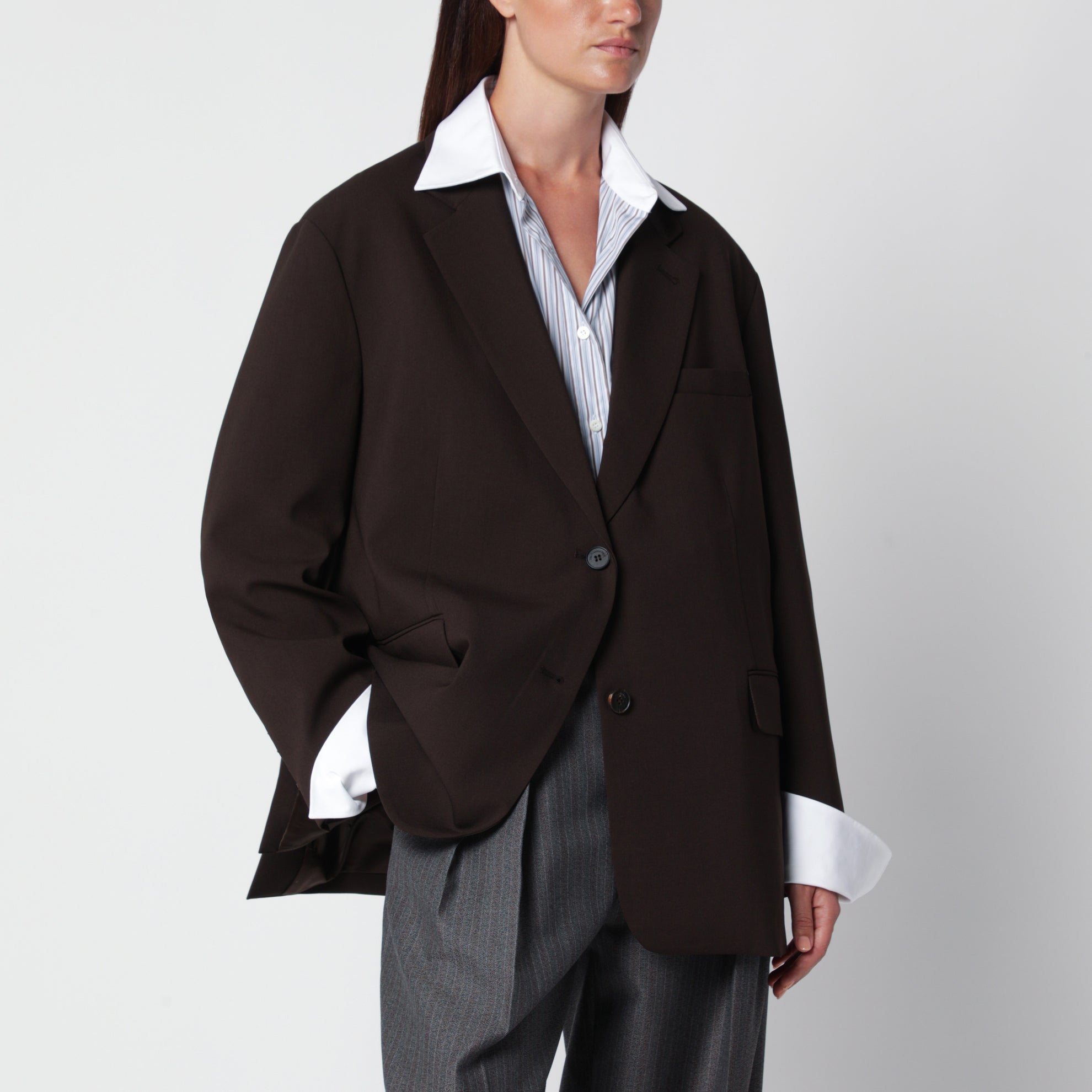 Veste droite Bea marron foncé