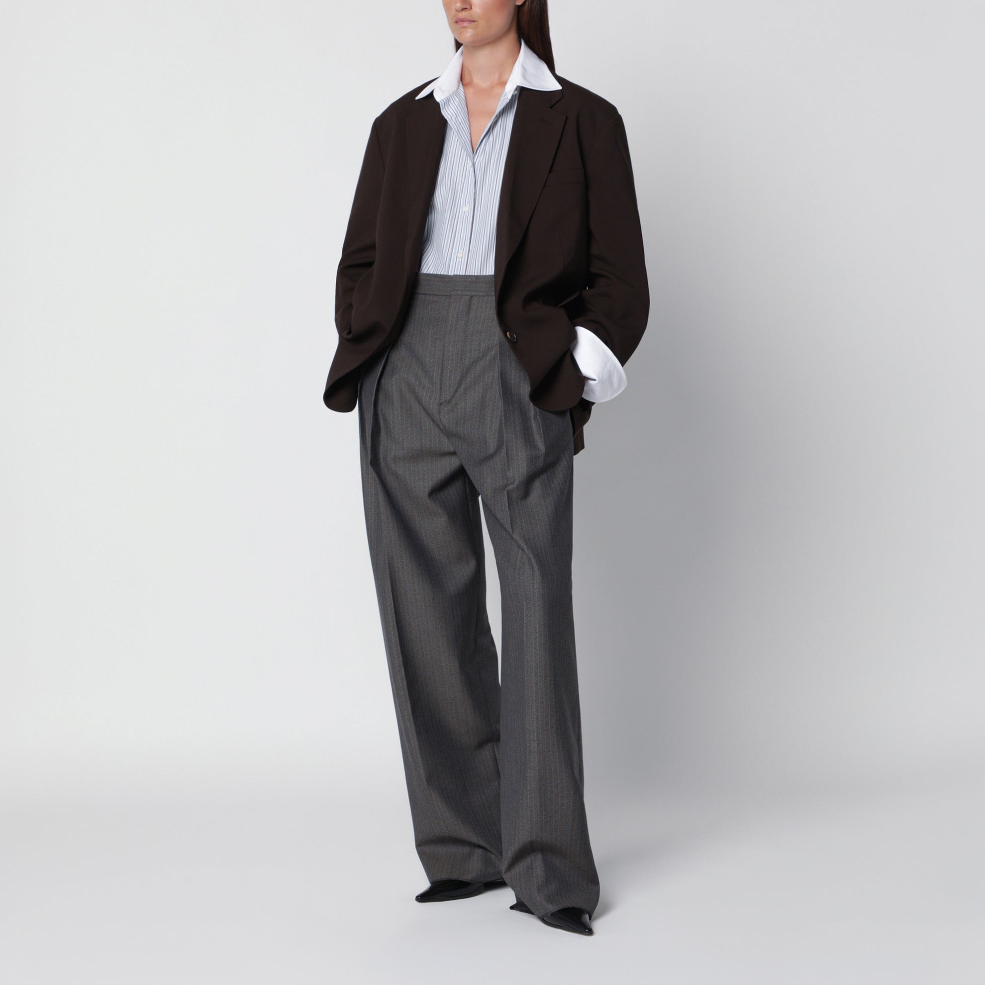 Veste droite Bea marron foncé
