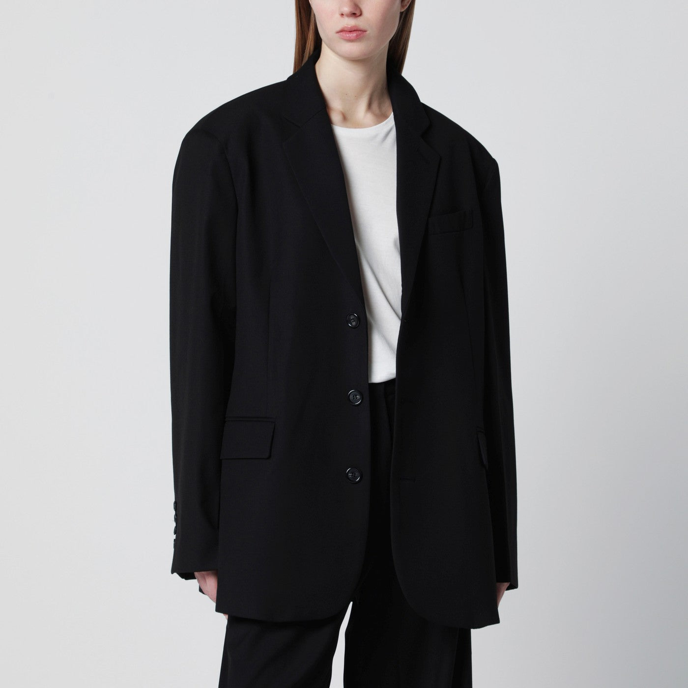 Black oversized single-breasted Gelso jacket