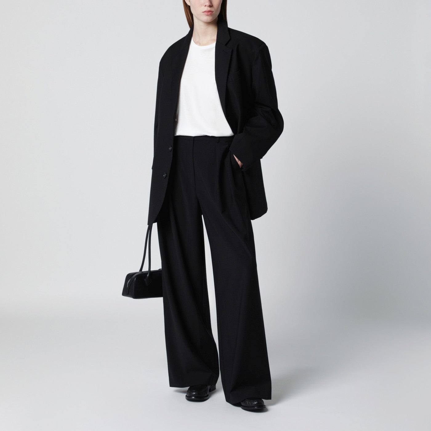 Black oversized single-breasted Gelso jacket