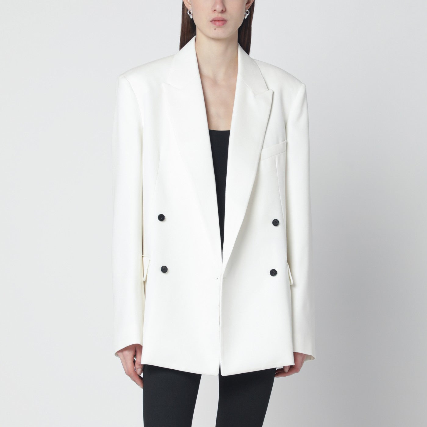 Veste blanche croisée en laine mélangée