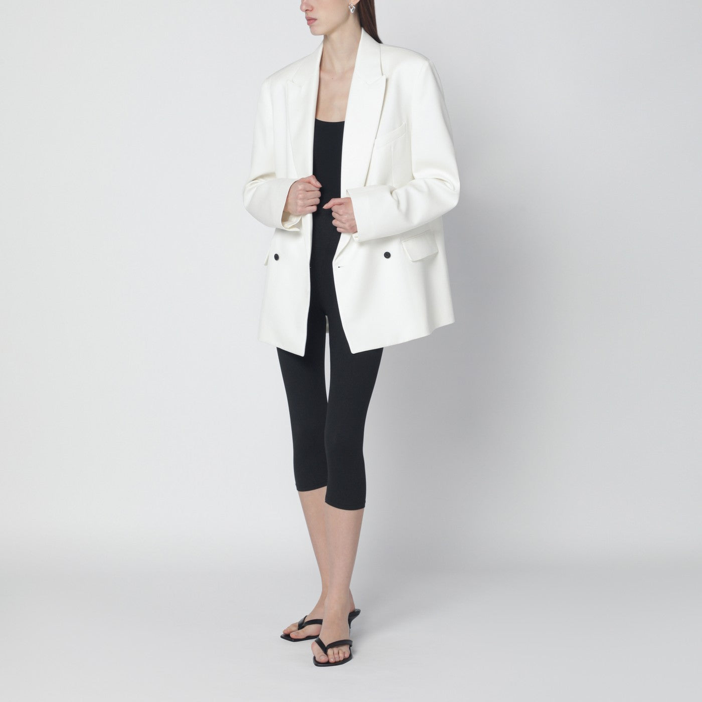 Veste blanche croisée en laine mélangée