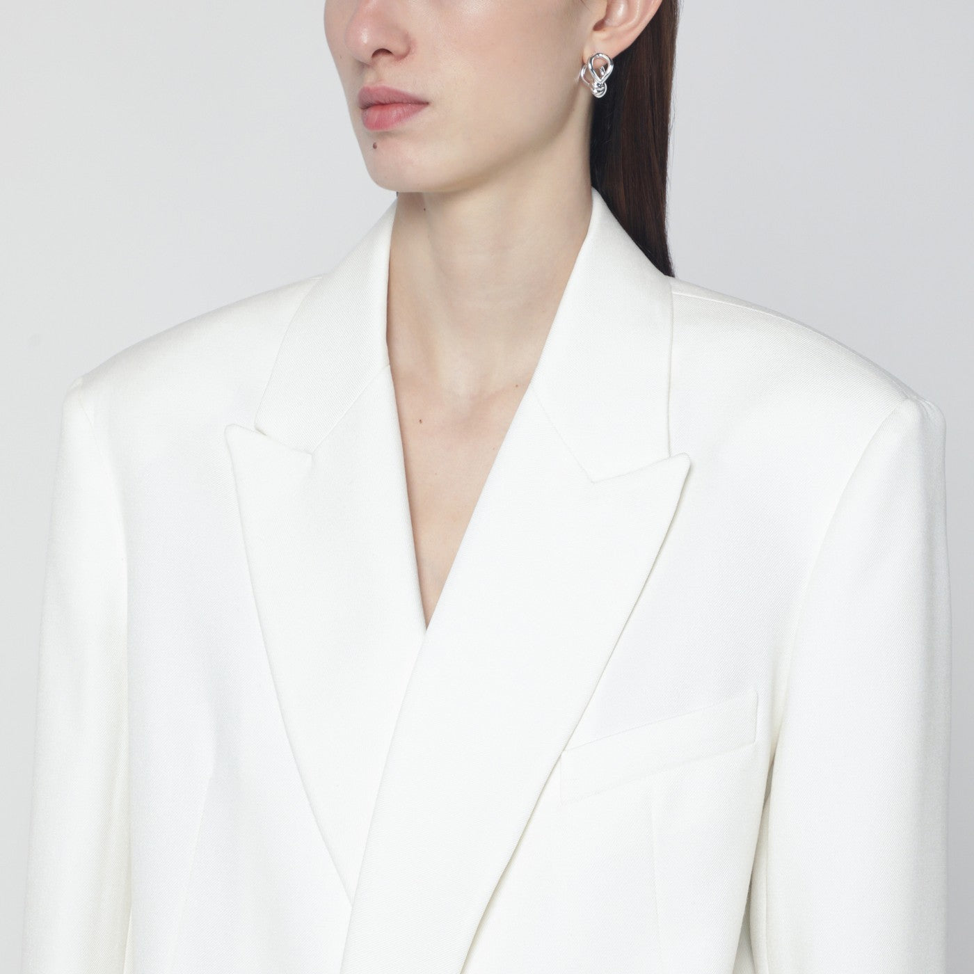 Veste blanche croisée en laine mélangée