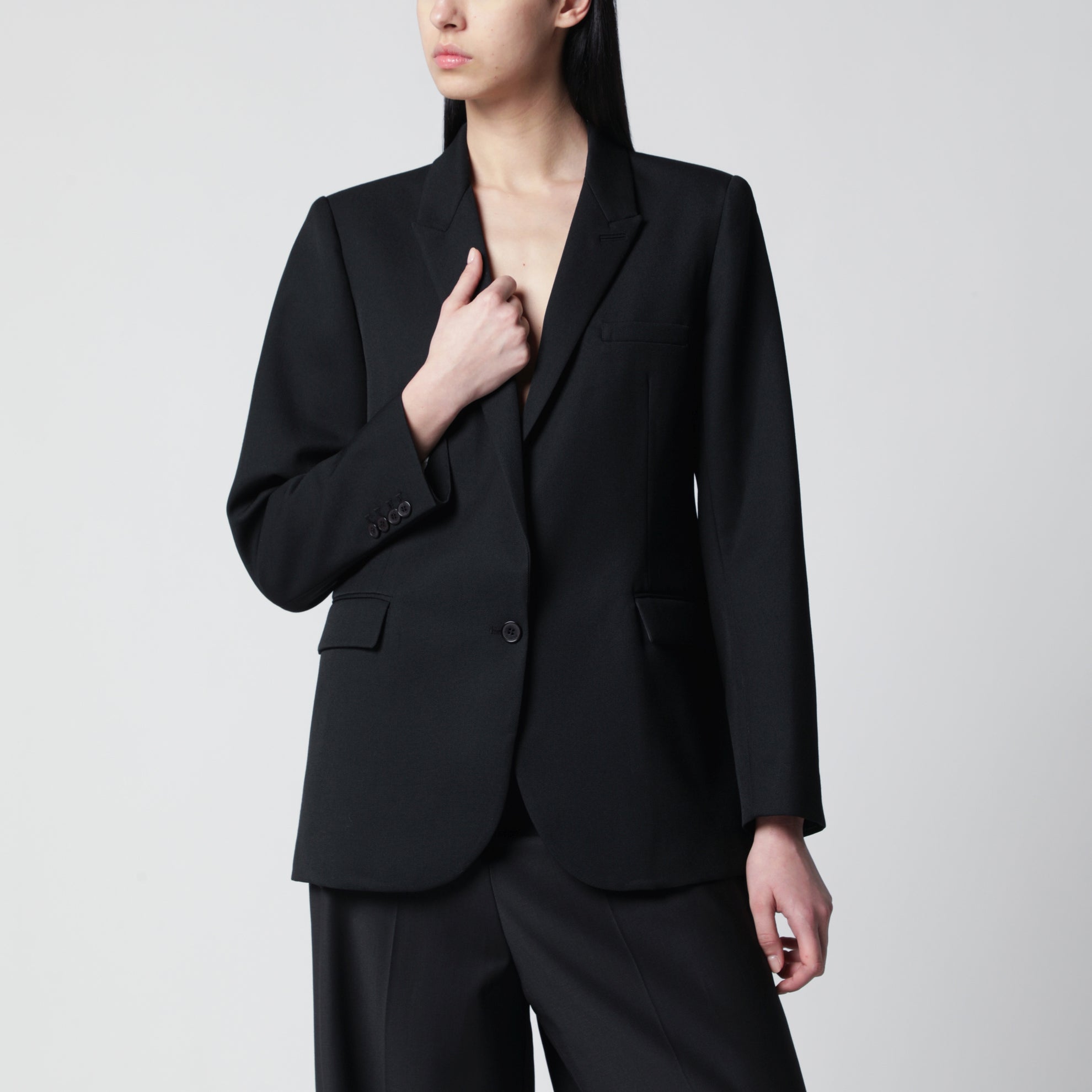 Amelia tailored blazer in wool blend black