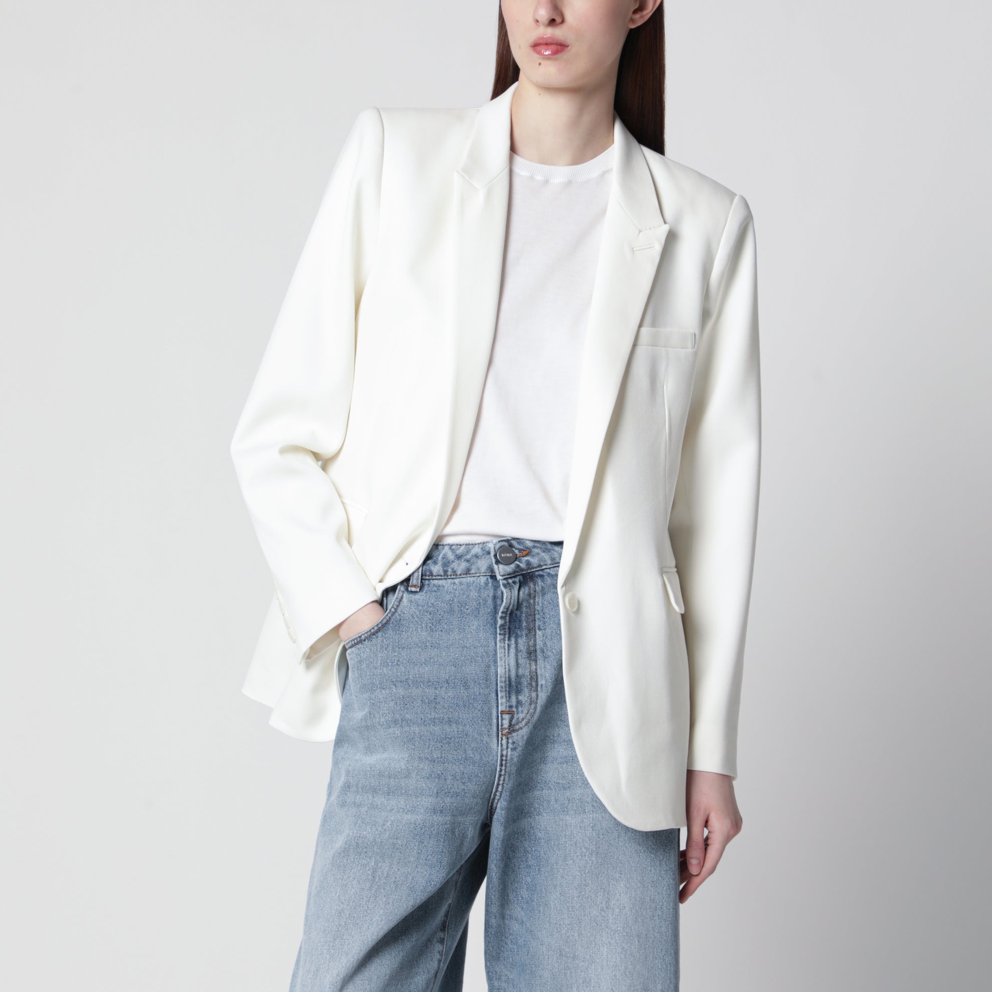 Amelia tailored blazer in wool blend white