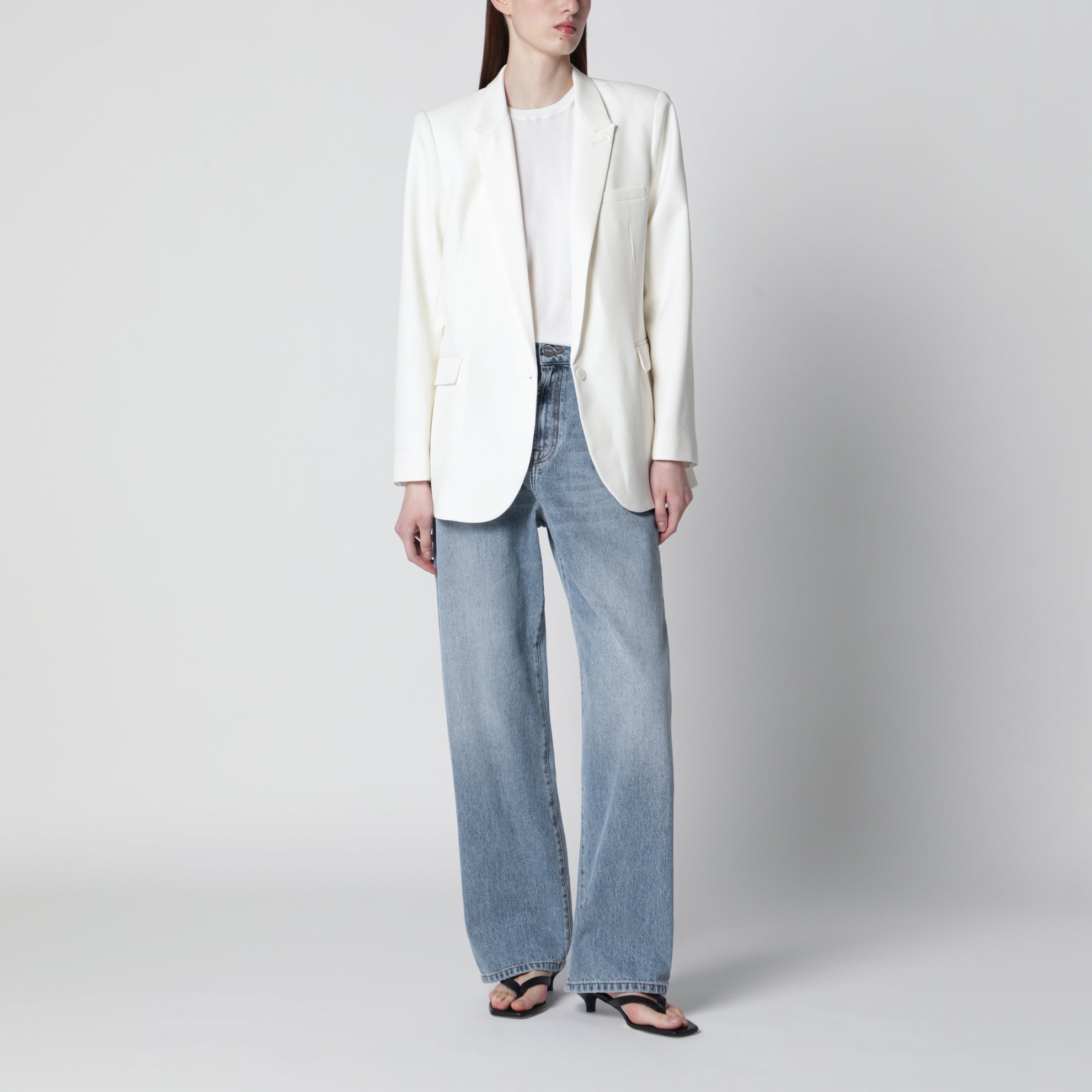 Amelia tailored blazer in wool blend white