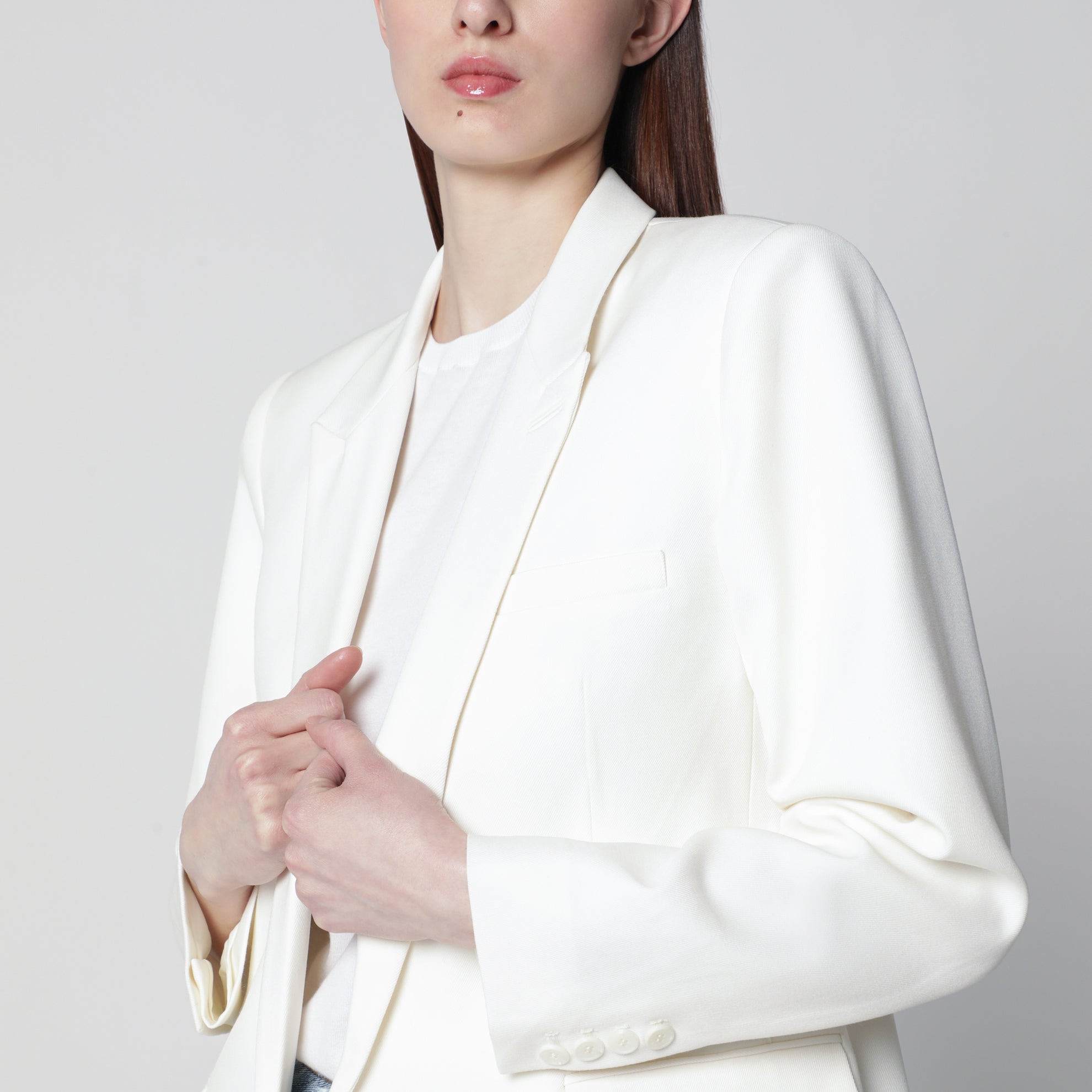 Amelia tailored blazer in wool blend white