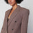 Blazer croisé marron en mélange de laine à carreaux