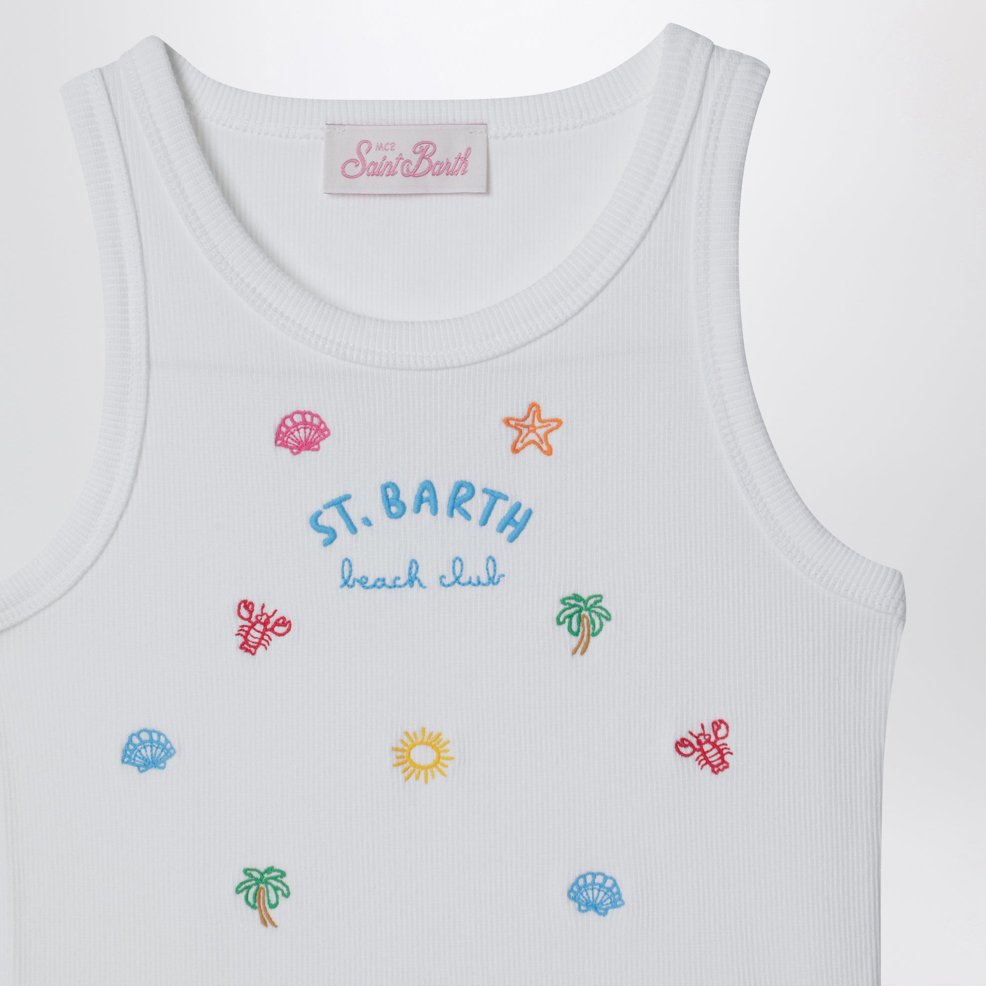 Débardeur blanc avec logo brodé