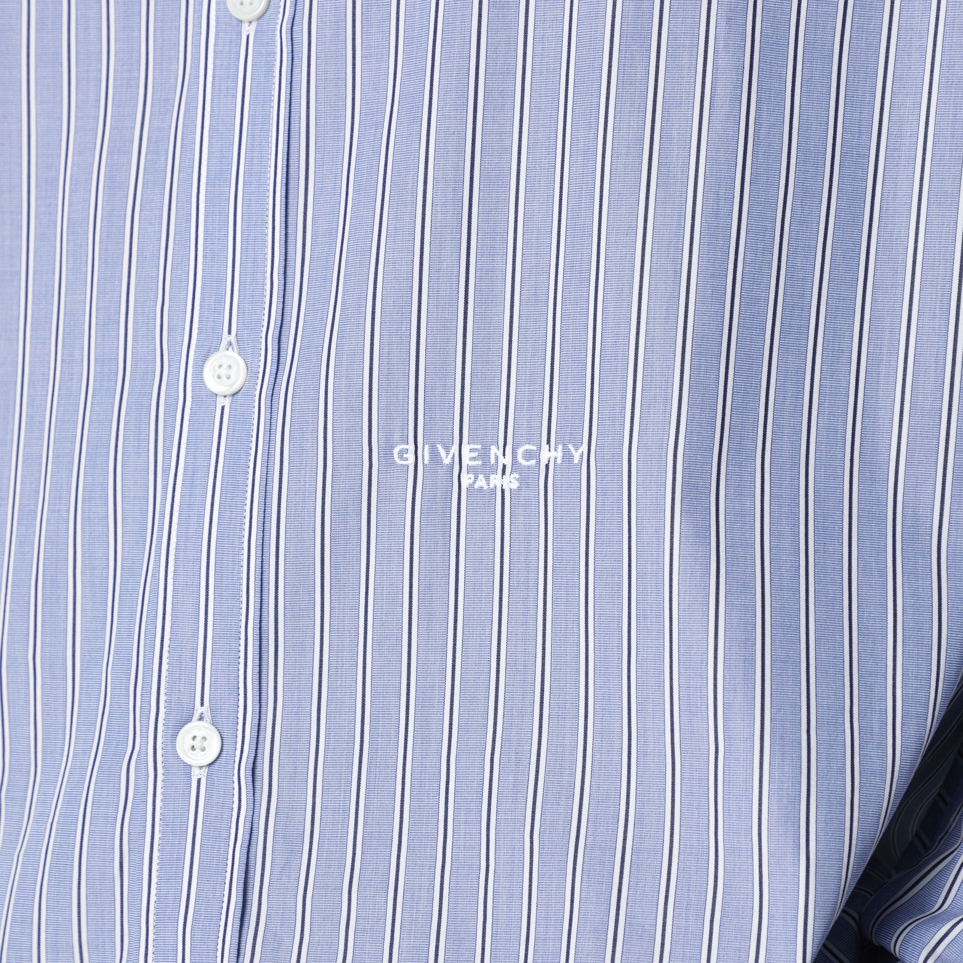 Camicia in popeline a righe bianca/blu