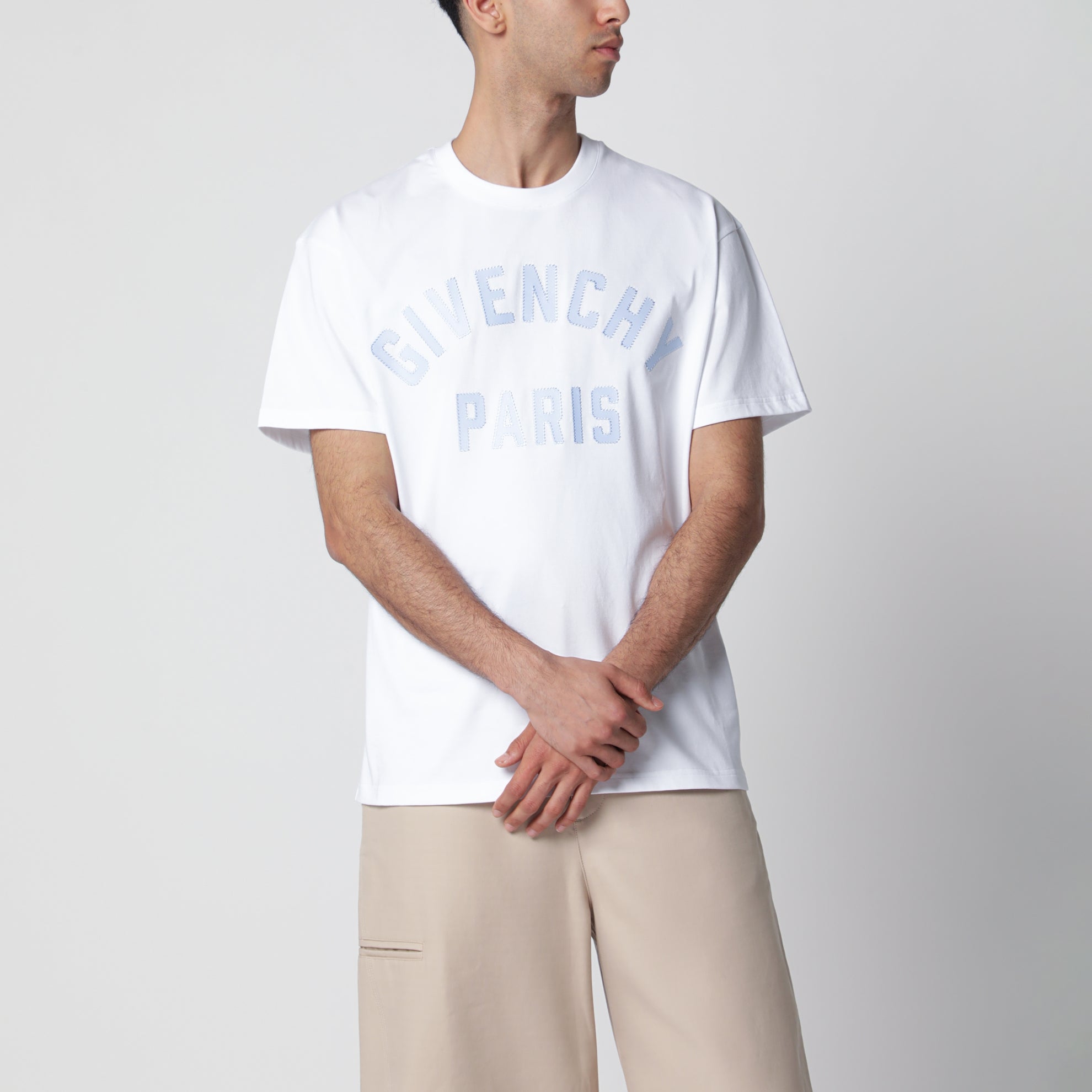 White T-shirt with logo embroidery