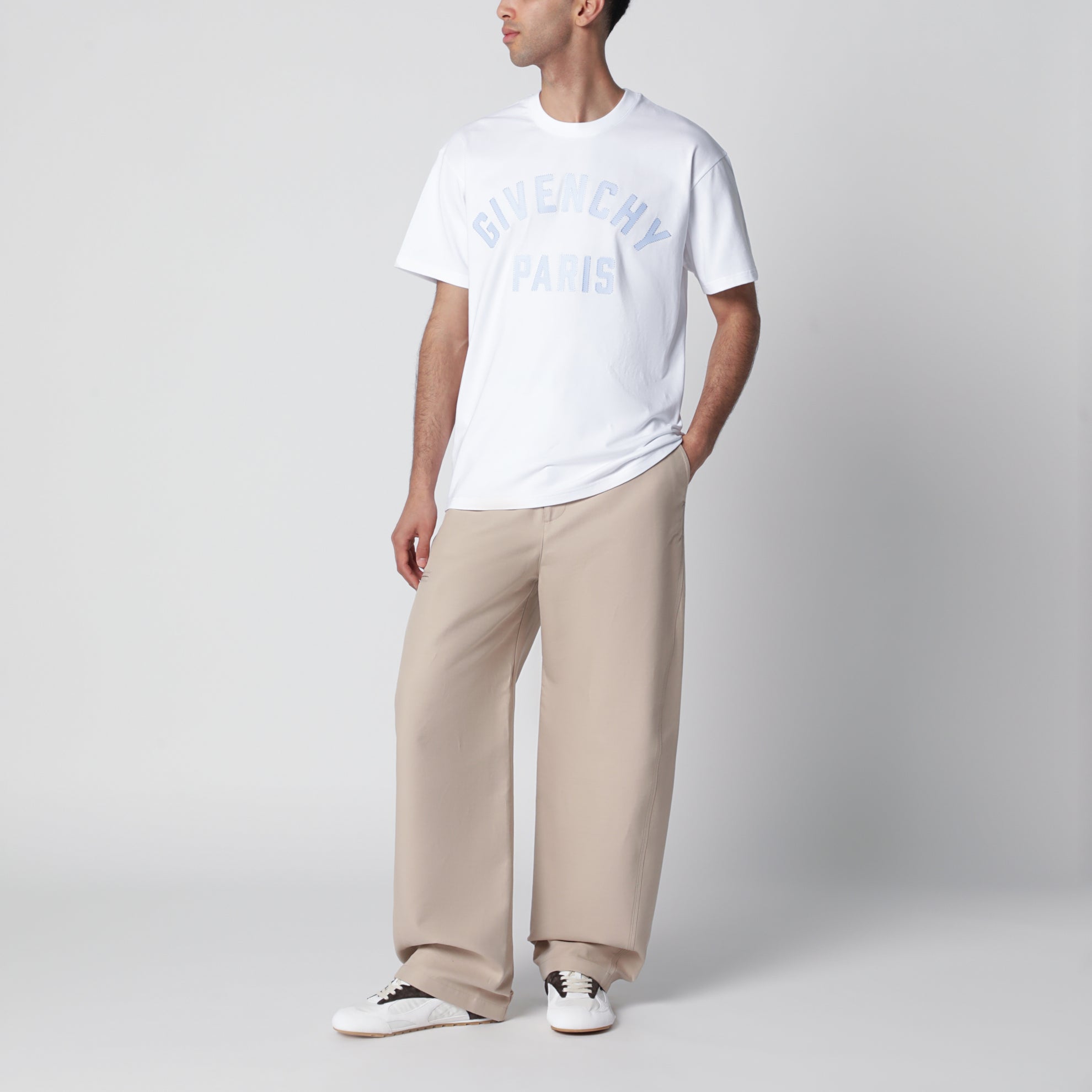 White T-shirt with logo embroidery