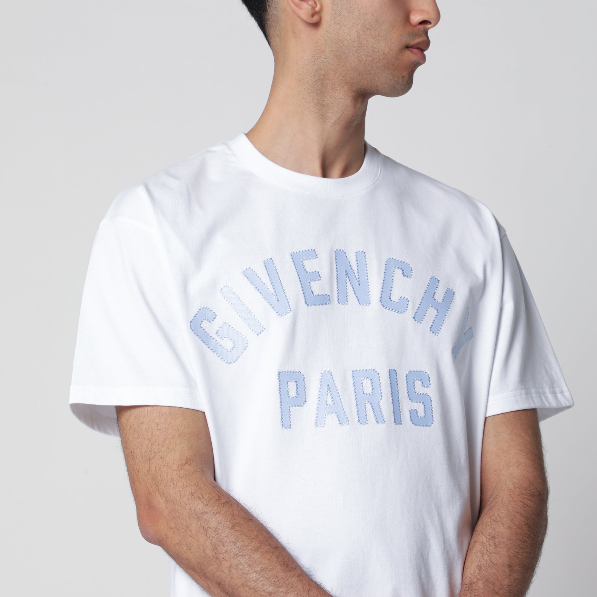 White T-shirt with logo embroidery