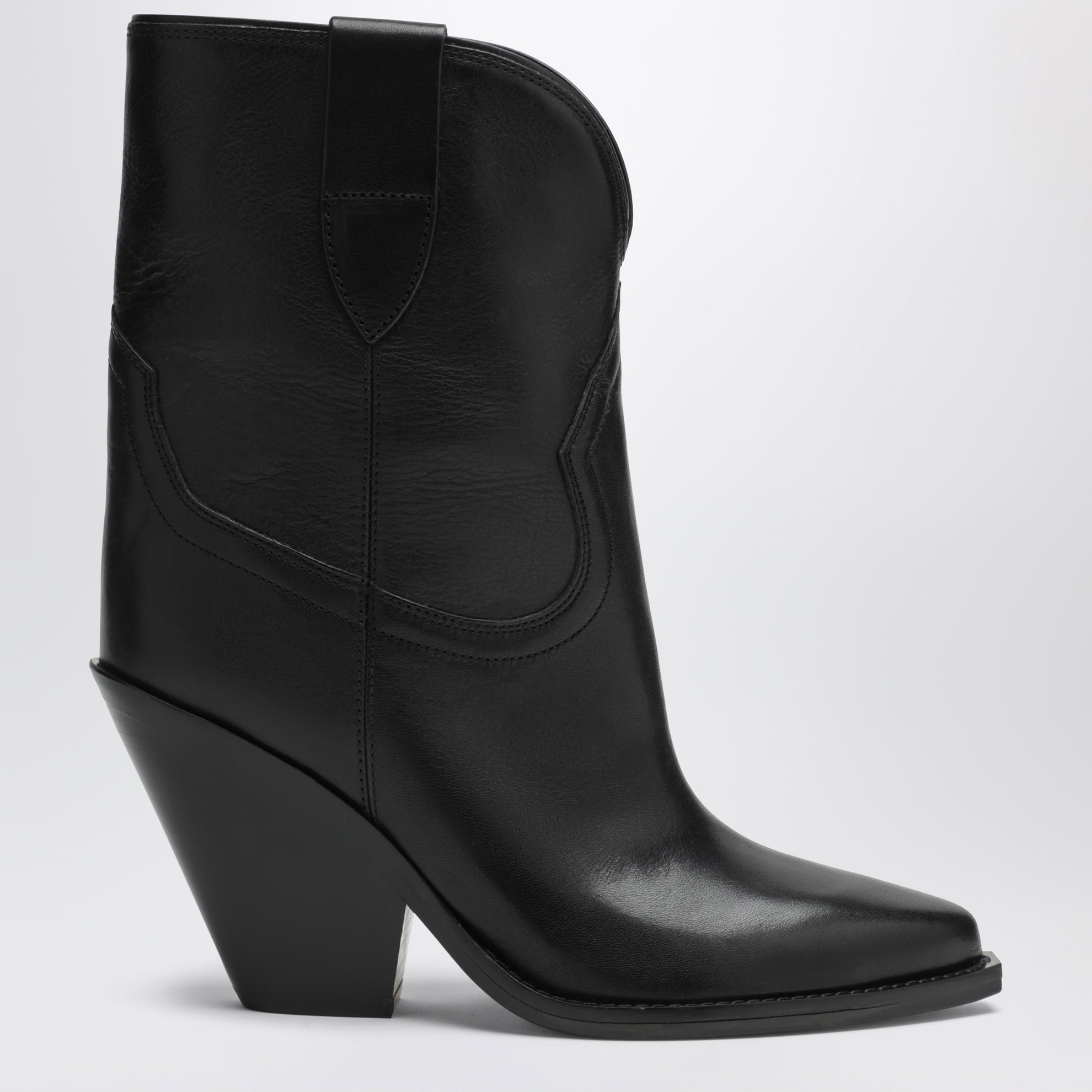 Bottes cowboy Leyane en cuir noir