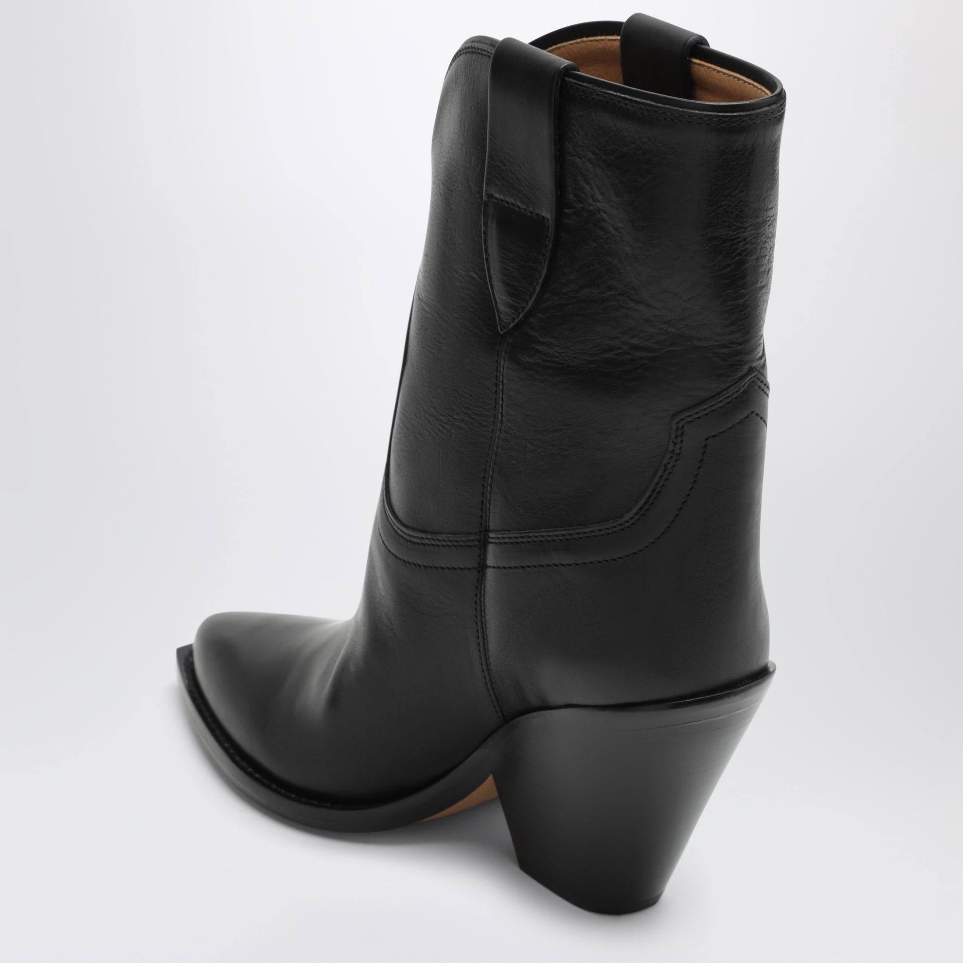 Bottes cowboy Leyane en cuir noir