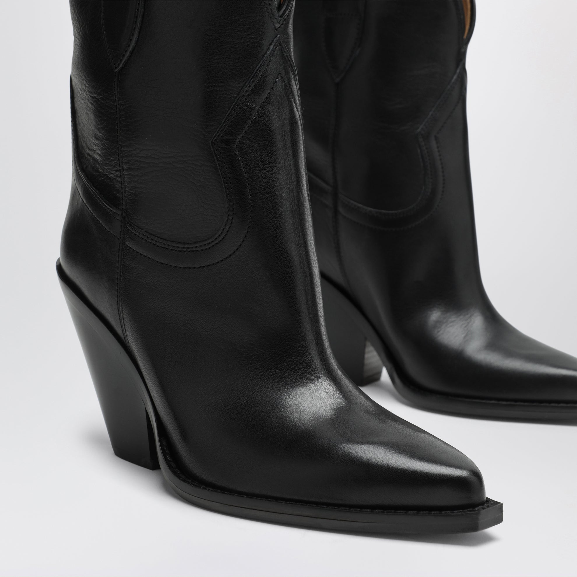 Bottes cowboy Leyane en cuir noir