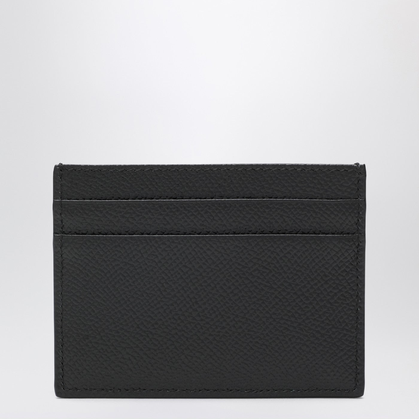 Kartenetui aus schwarzem Dauphine-Leder mit Logo-Plakette