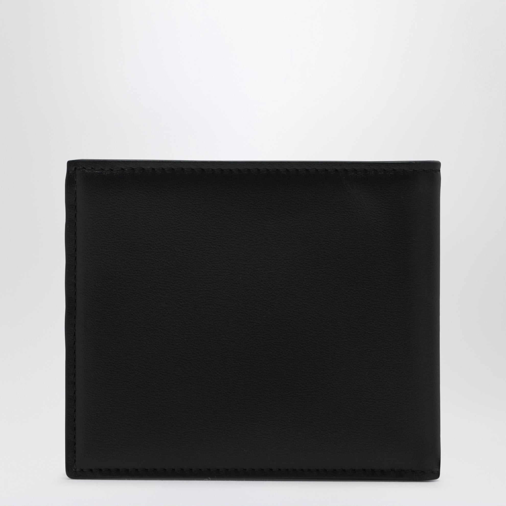 Black bi-fold wallet with embossed logo