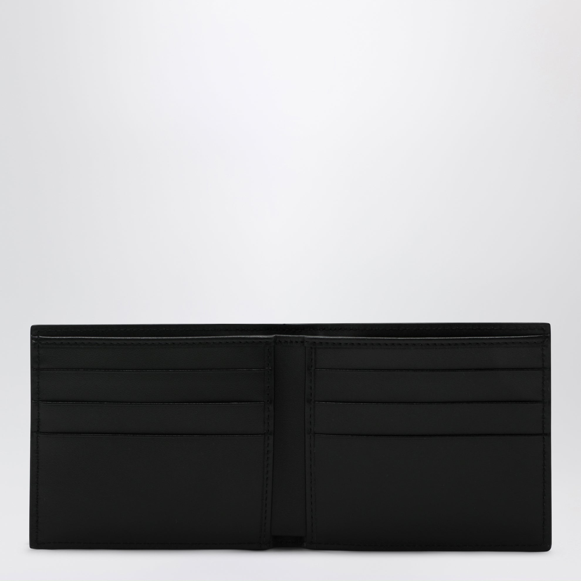 Black bi-fold wallet with embossed logo