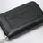 Small black zip-around wallet with embossed logo