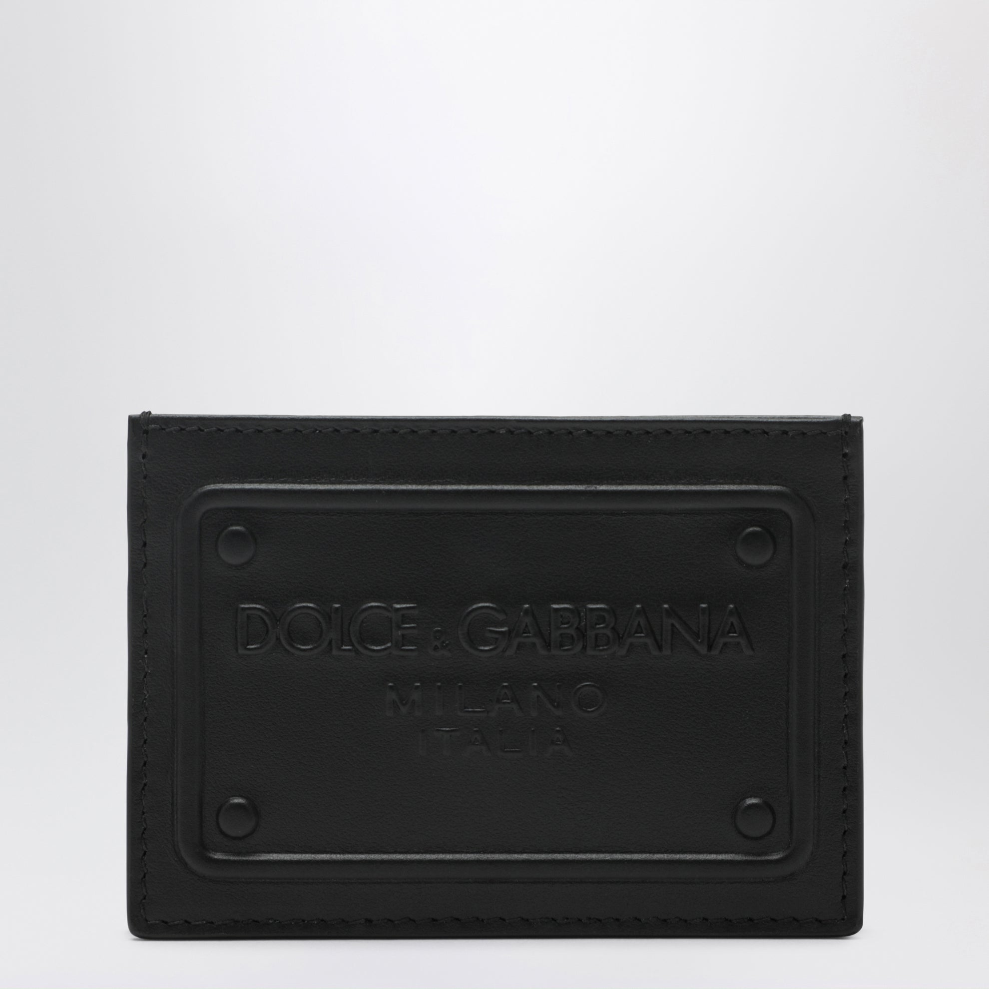 Black card holder with embossed logo