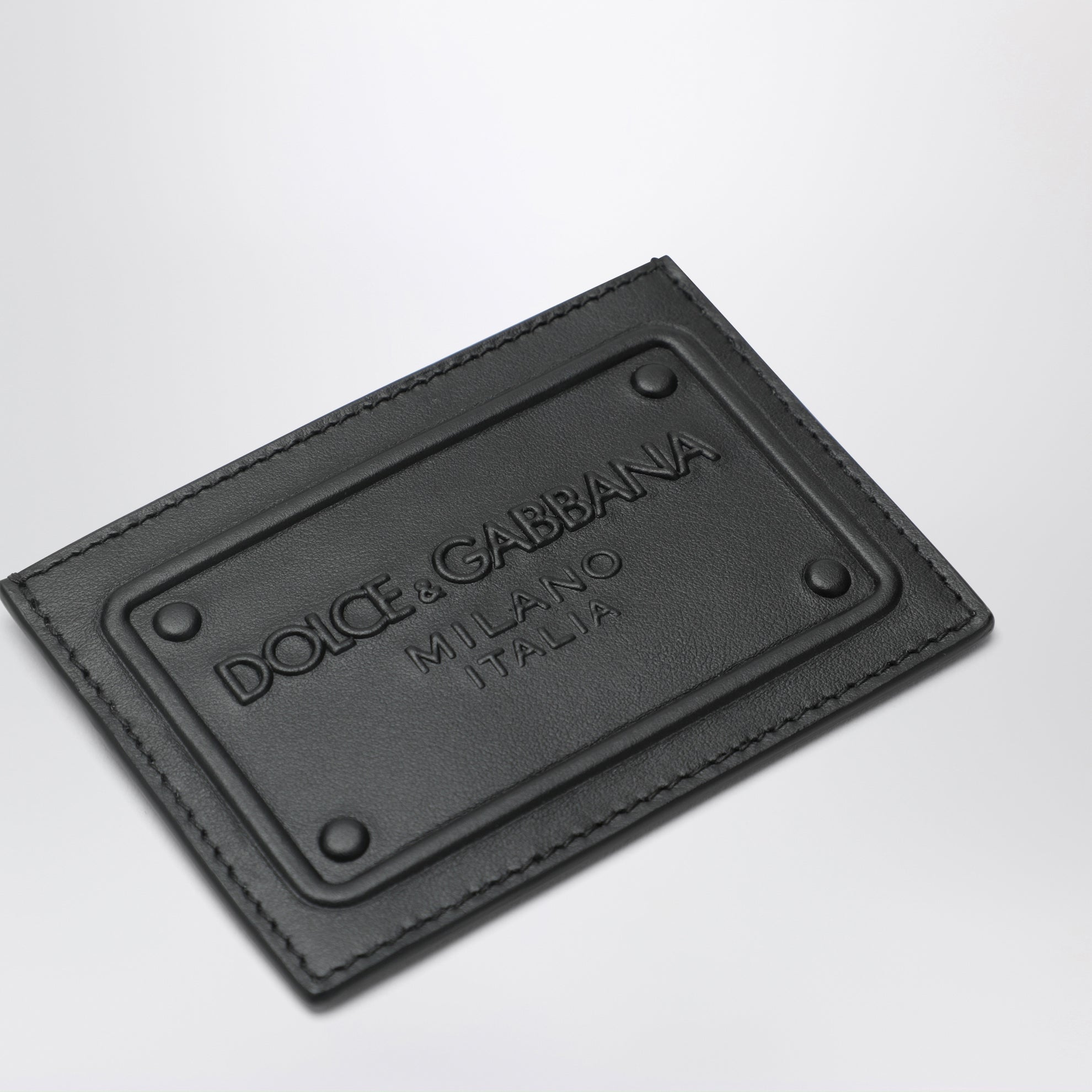 Black card holder with embossed logo
