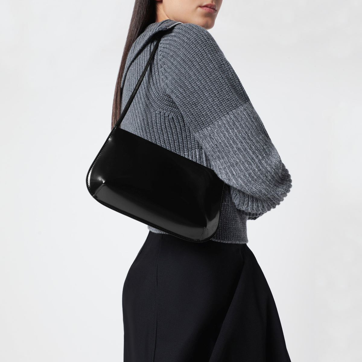 Black Bra bag in brushed leather