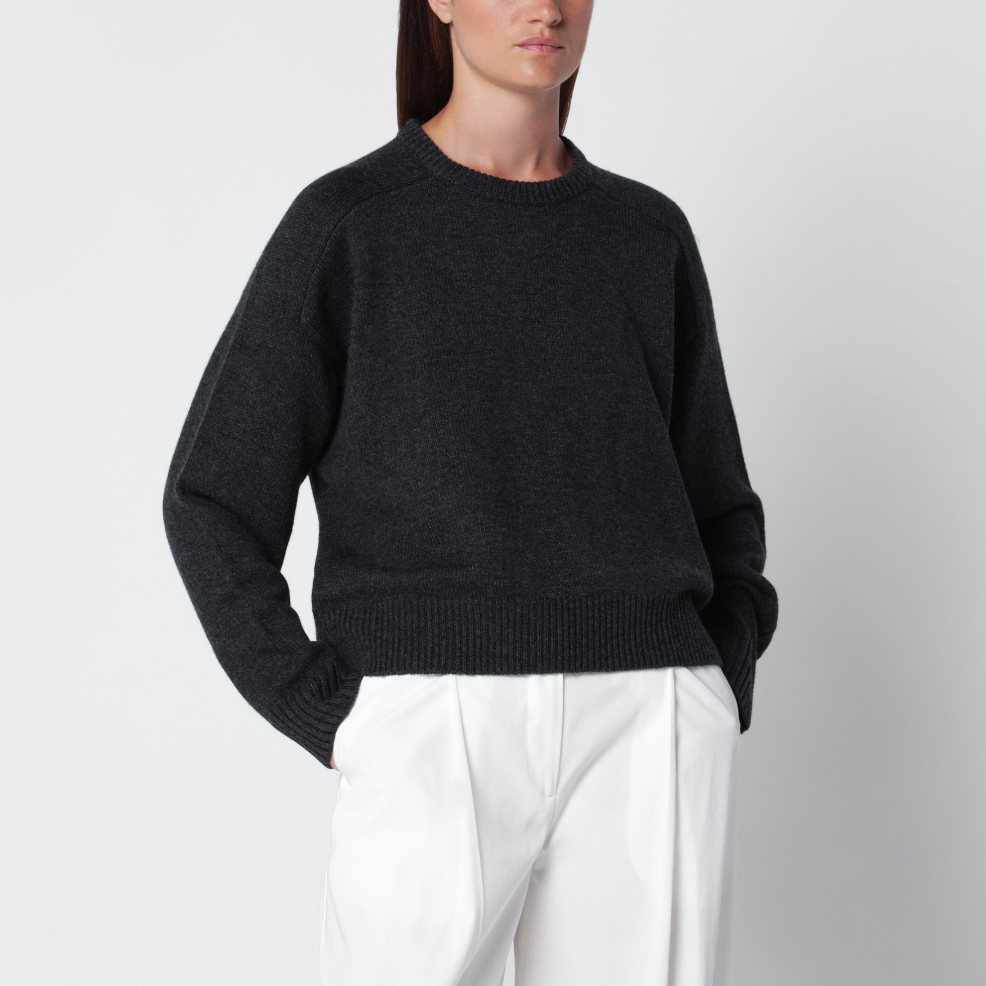 Briha Pullover aus Wolle und Kaschmir in Grau Mélange
