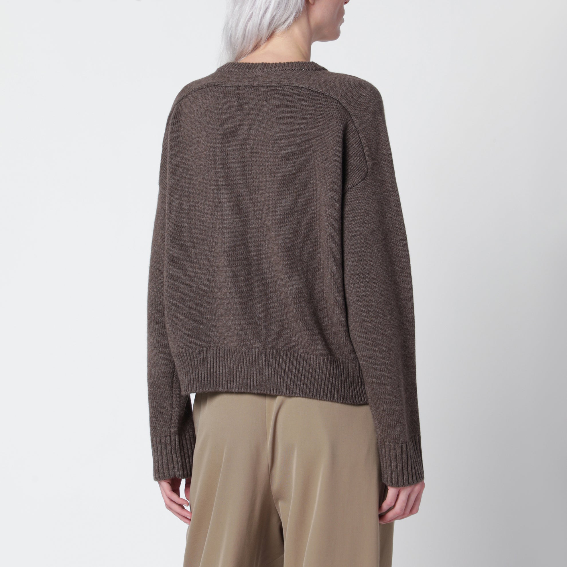 Briha sweater in taupe wool and cashmere