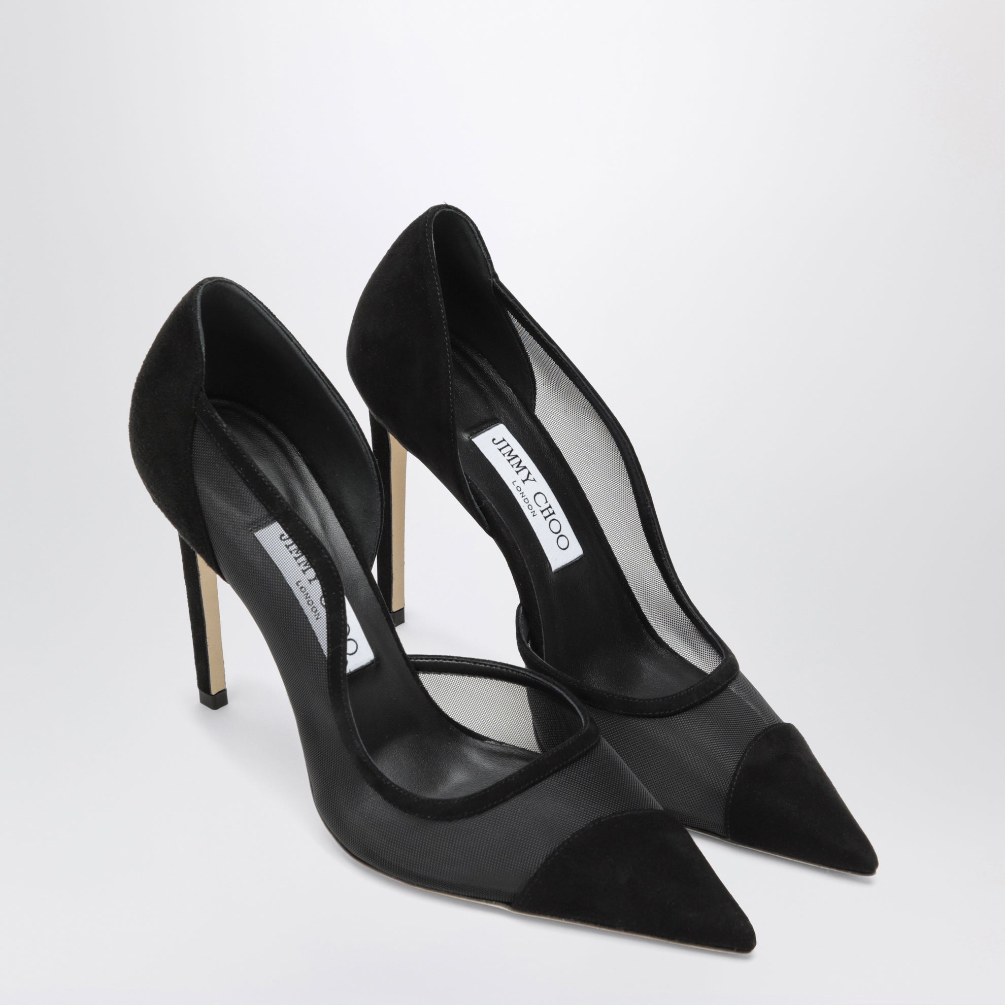 Brigitte 100 pumps in black suede and mesh