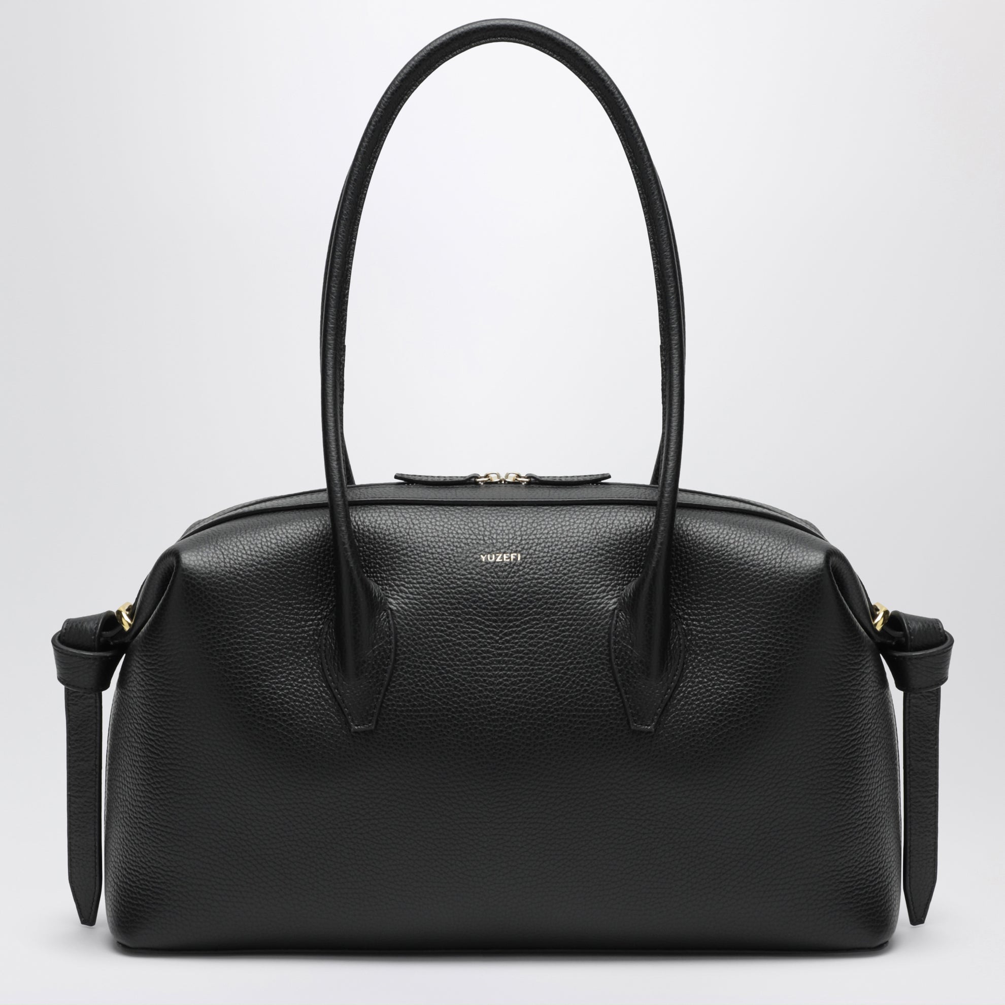 Brioche Duffle Bag in Black Pebble-Grained Leather