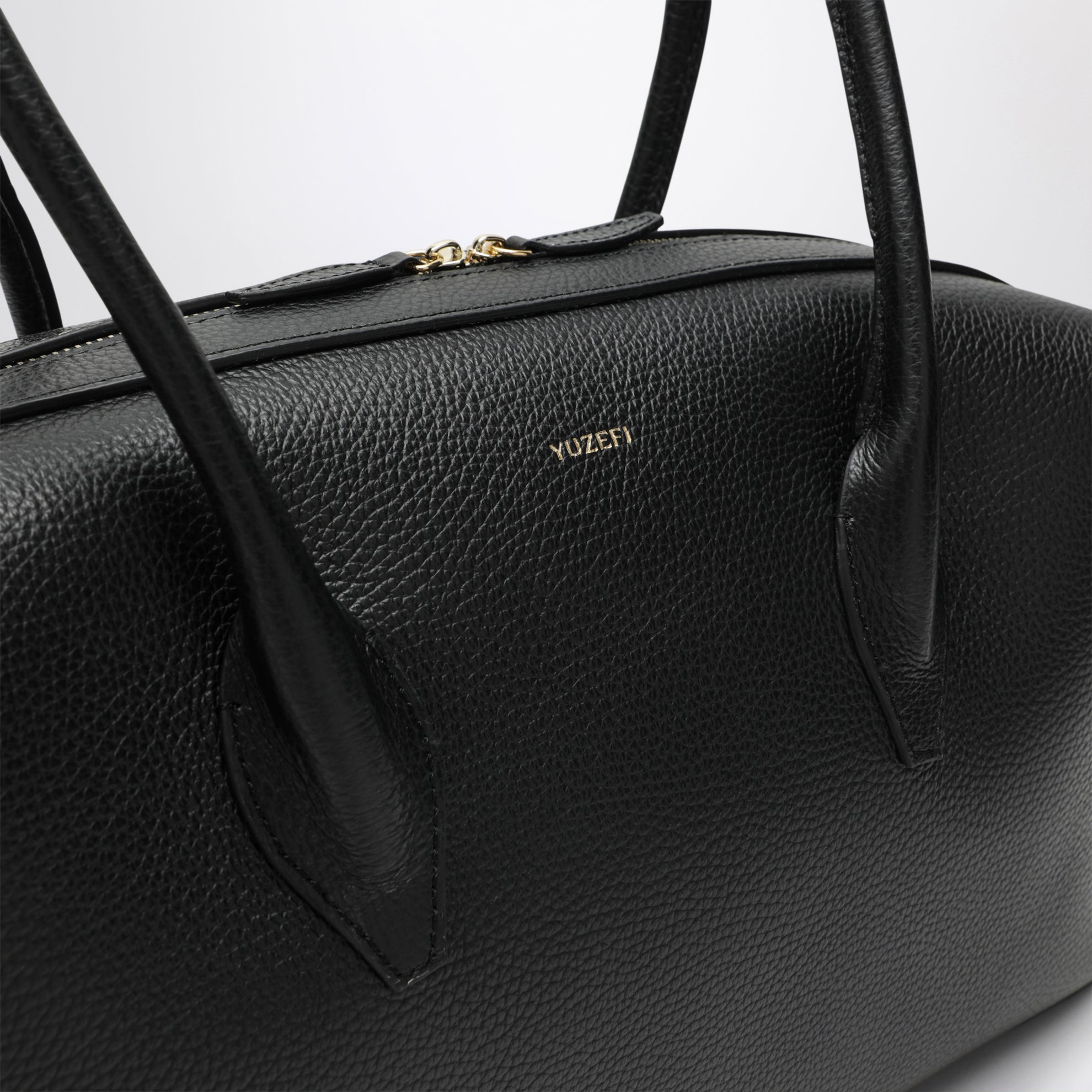 Brioche Duffle Bag in Black Pebble-Grained Leather