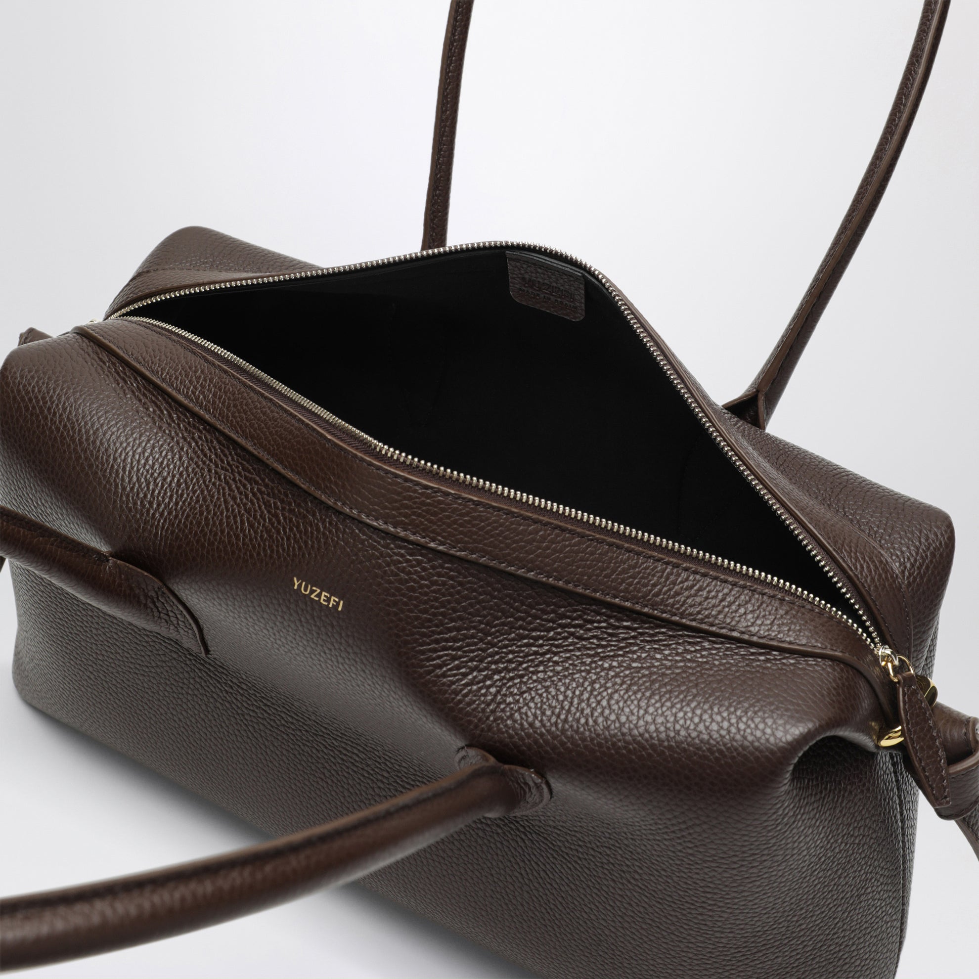 Brioche Duffle Bag in Espresso Pebble-Grained Leather