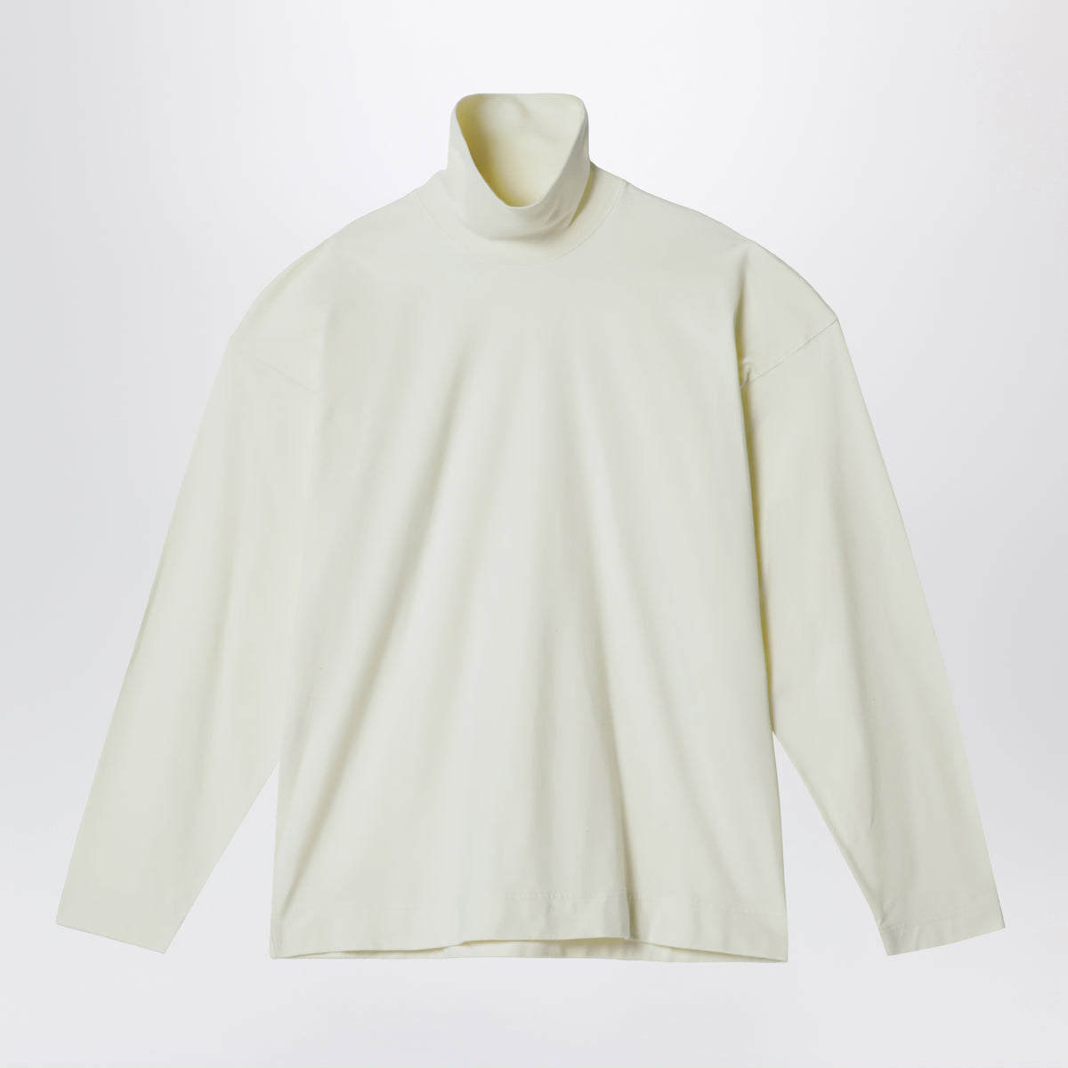 Relaxed Langarmshirt aus cremefarbenem Baumwolljersey