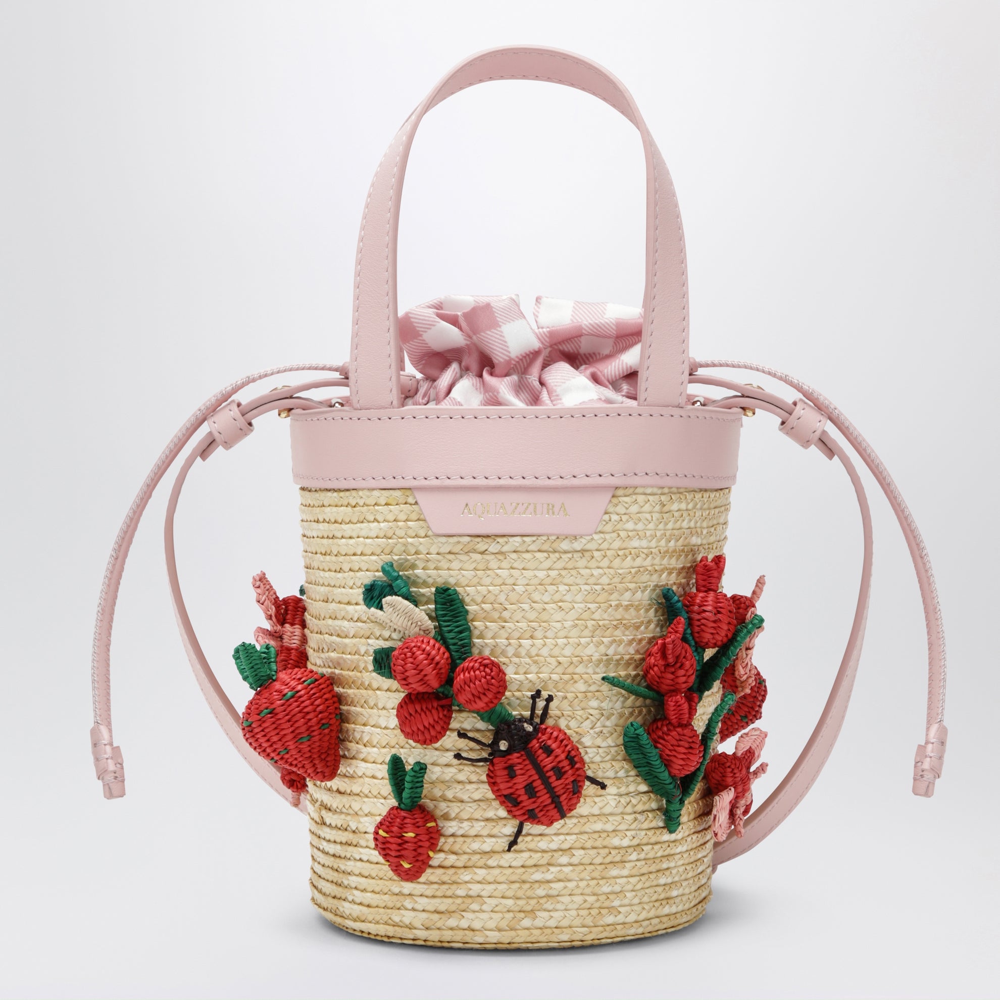 Mini secchiello Botanica in rafia e pelle
