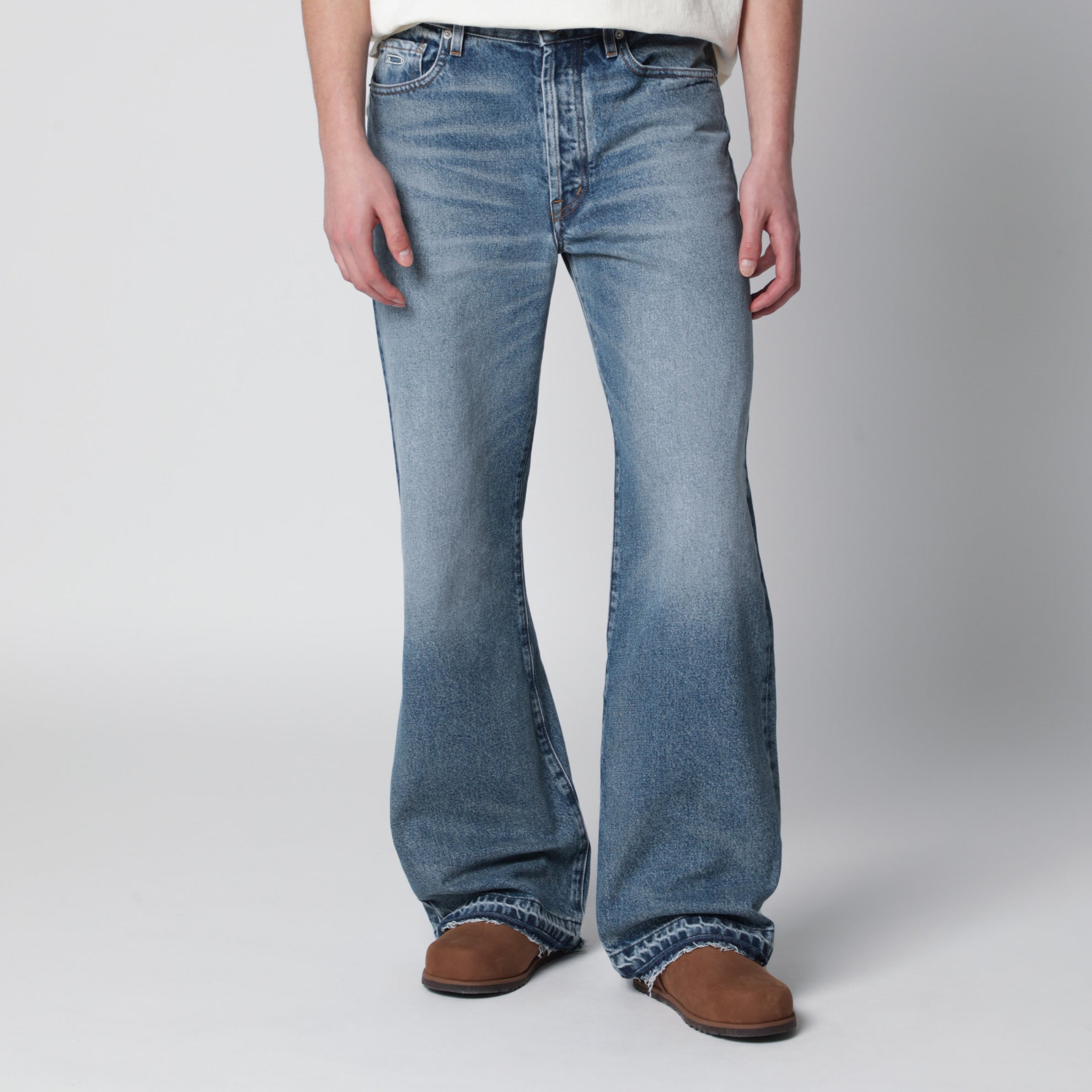 Jeans blu medio effetto slavato