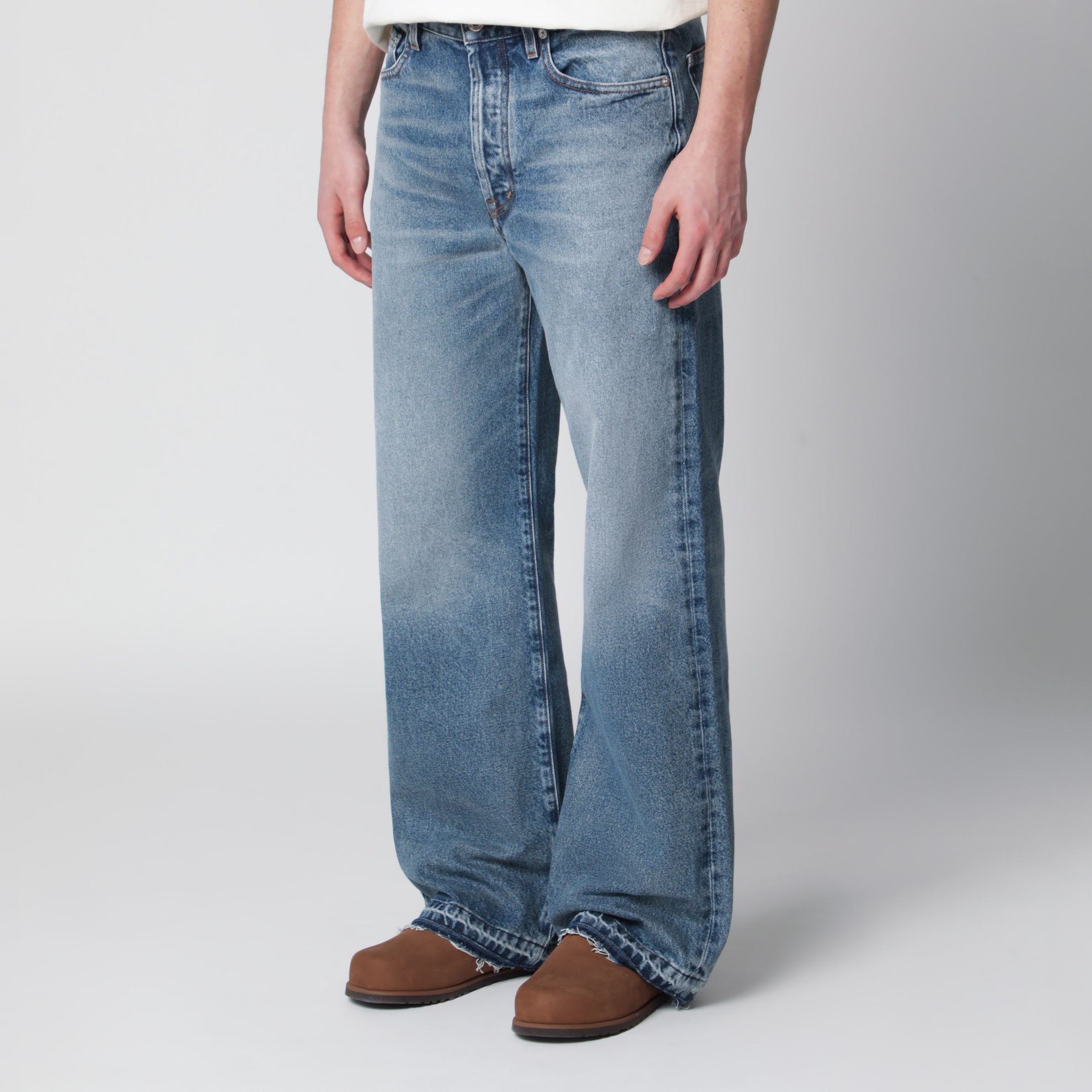 Jeans blu medio effetto slavato