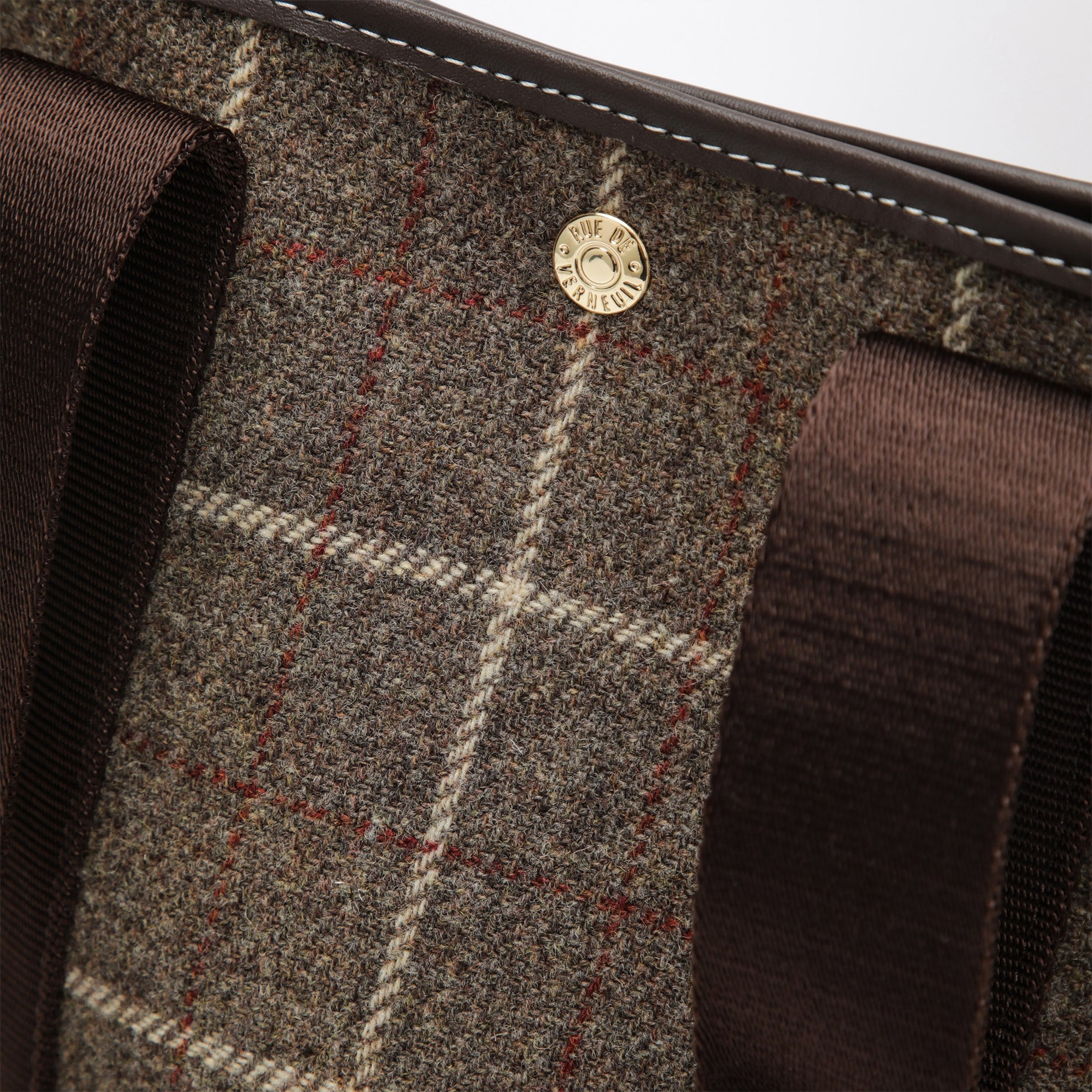 Sac seau Traversée marron motif tartan