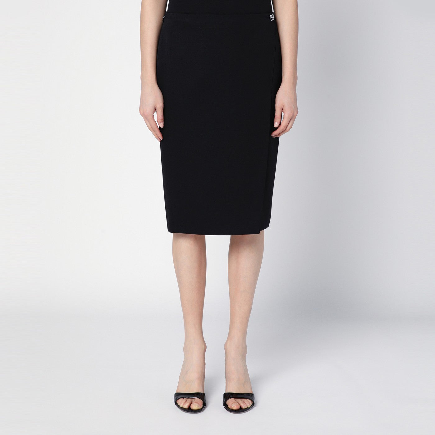 Black wool skirt with metal button 4G
