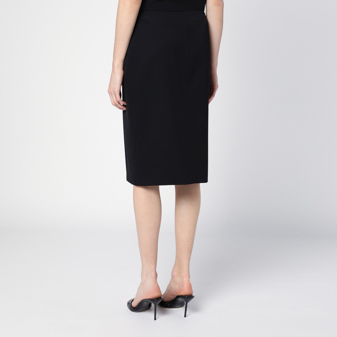 Black wool skirt with metal button 4G