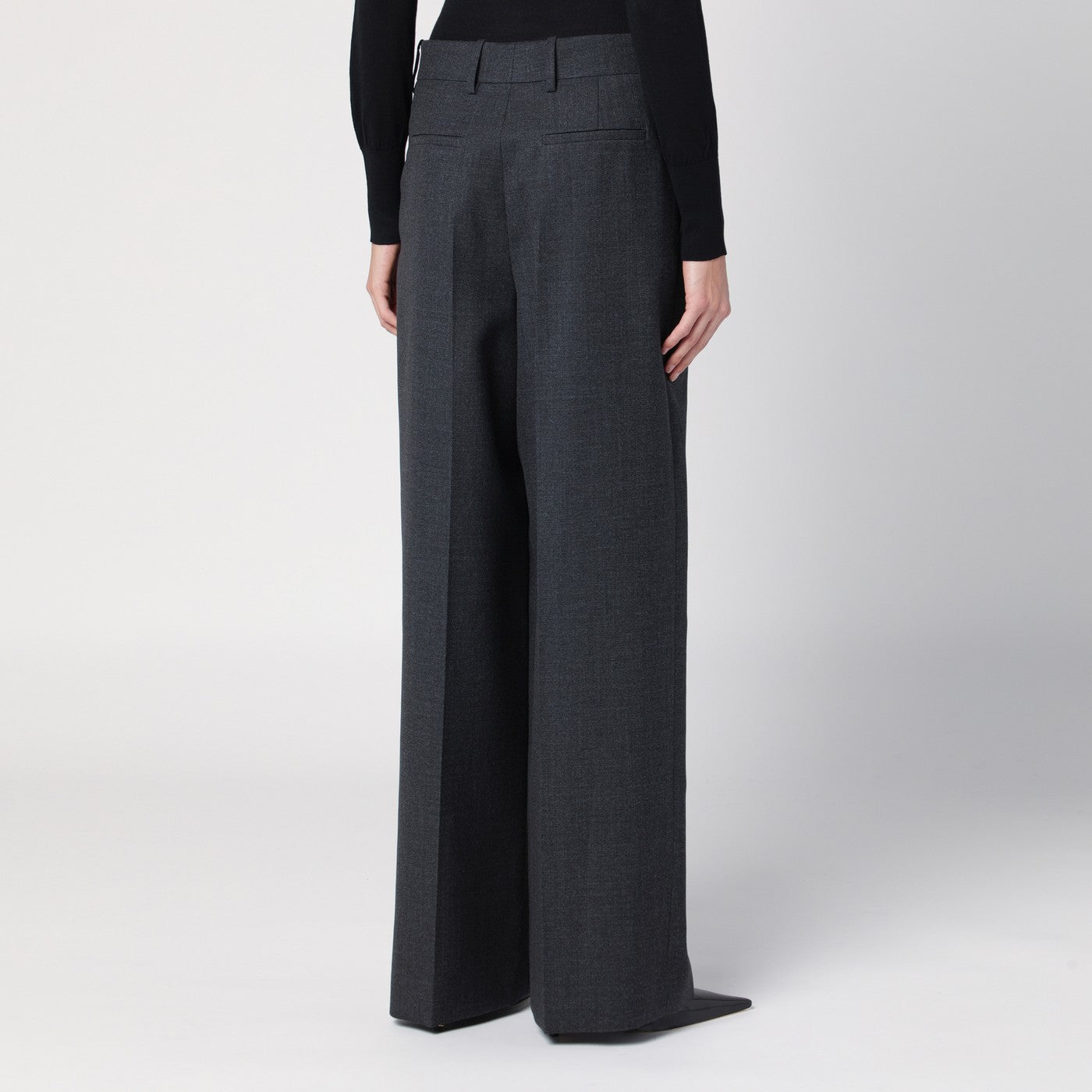 Dunkelgraue weite Hose aus Wolle