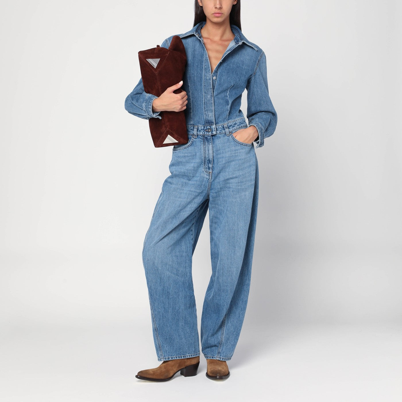 Tuta blu chiaro in denim
