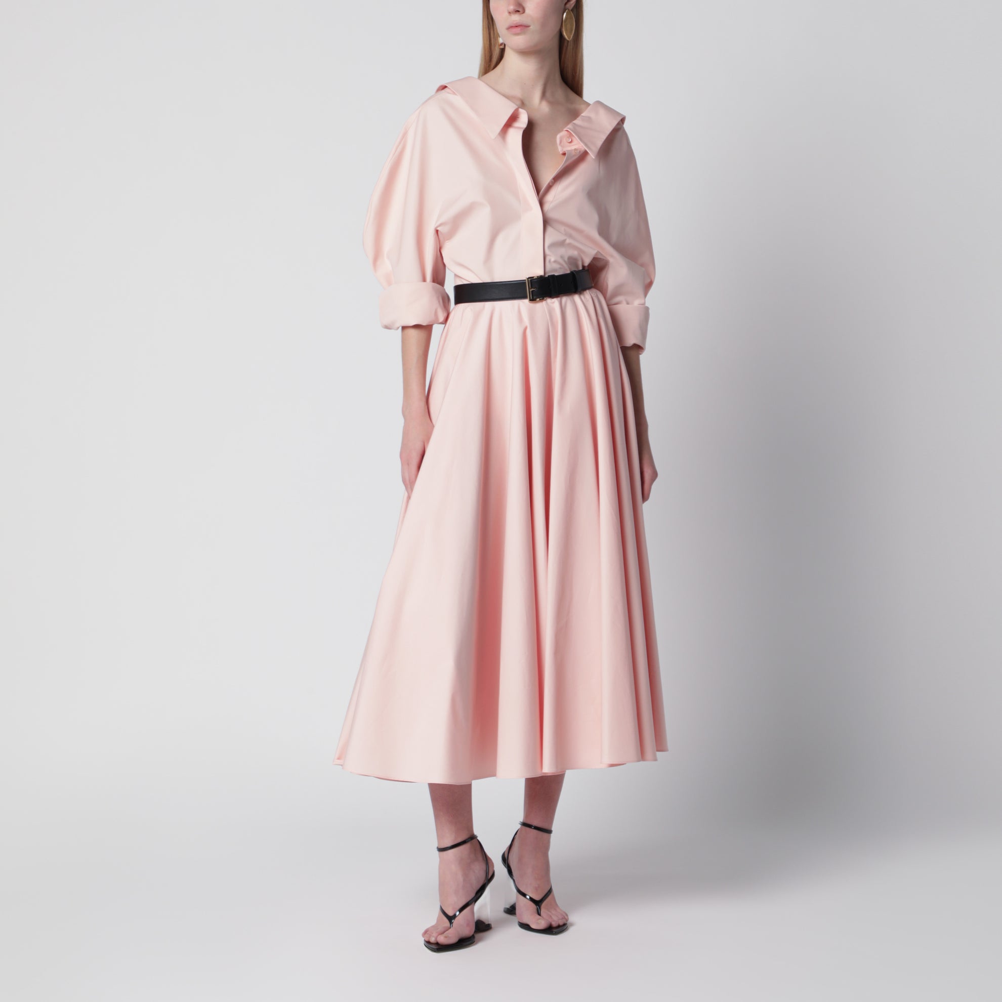 Pink cut-out poplin shirt