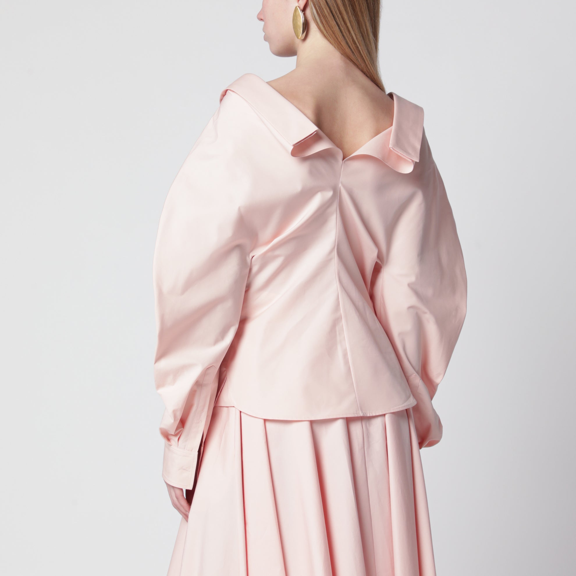 Pink cut-out poplin shirt