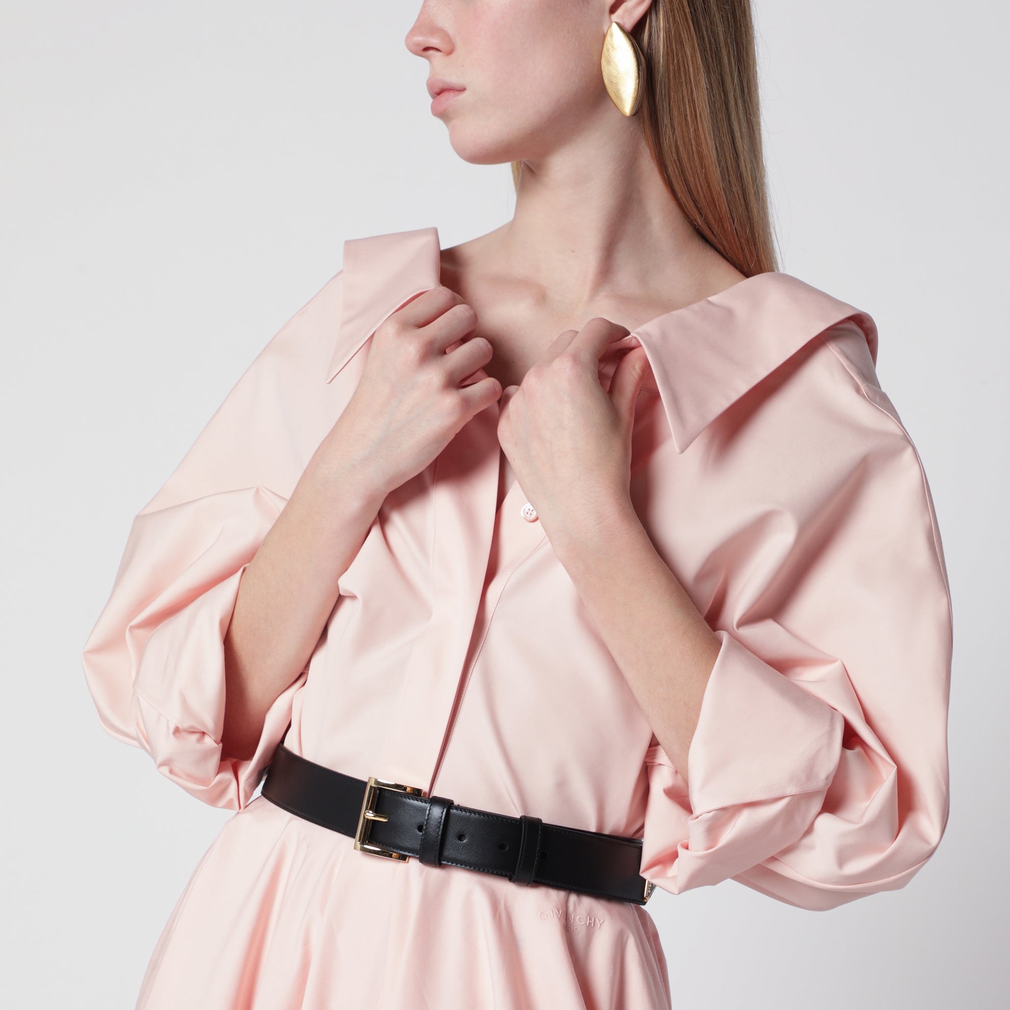 Pink cut-out poplin shirt
